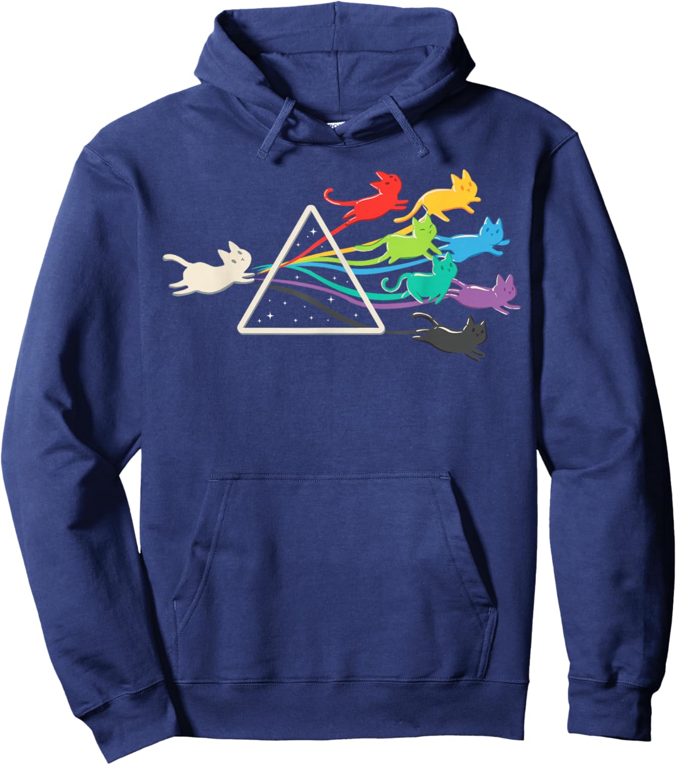 Cat Prism Rainbow Light - Physics - Science Spectral Cat Hoodie - Hoodie | Navy
