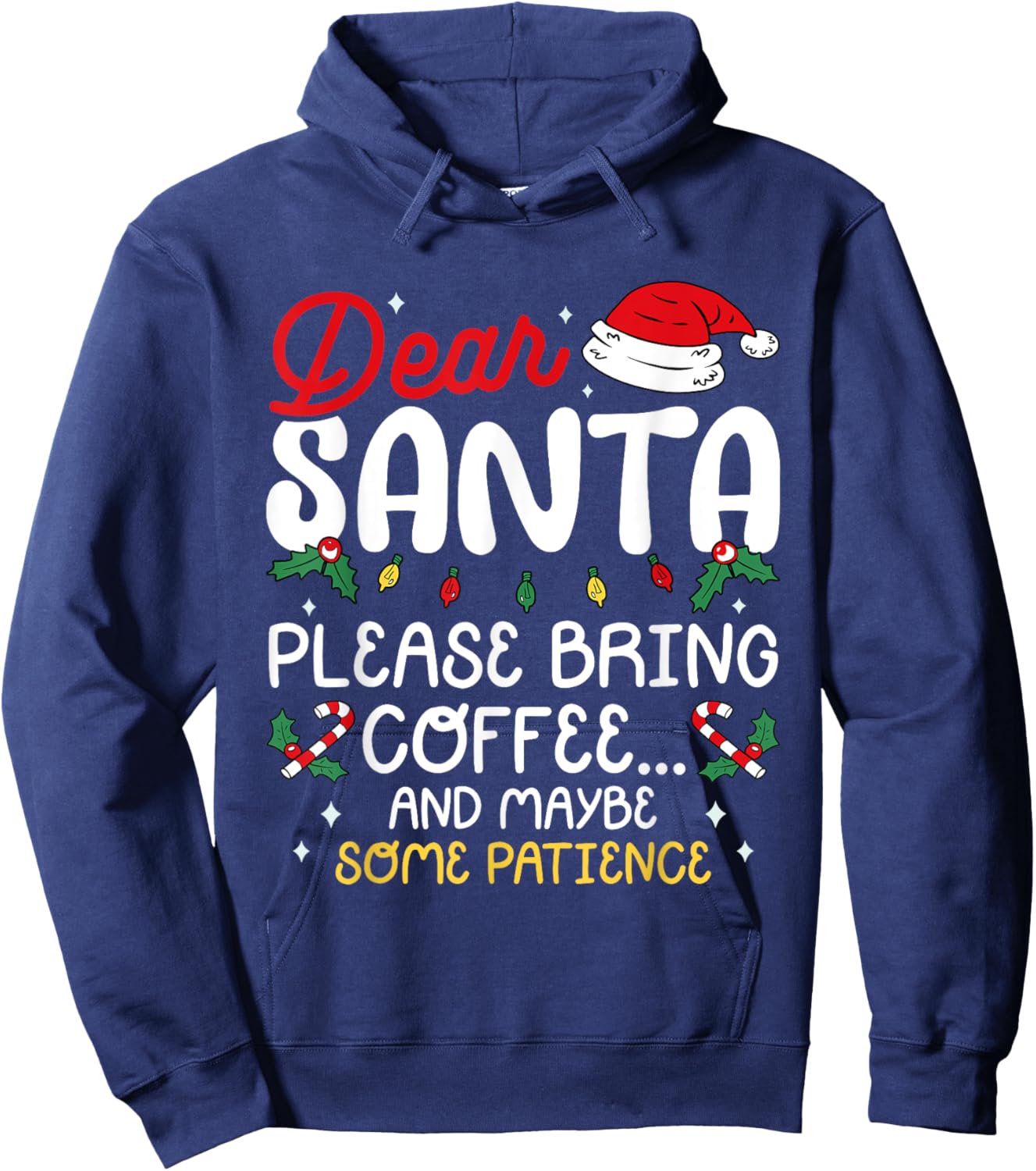 Dear Santa Please Bring Coffee Family Matching Christmas Hoodie - Hoodie | Navy
