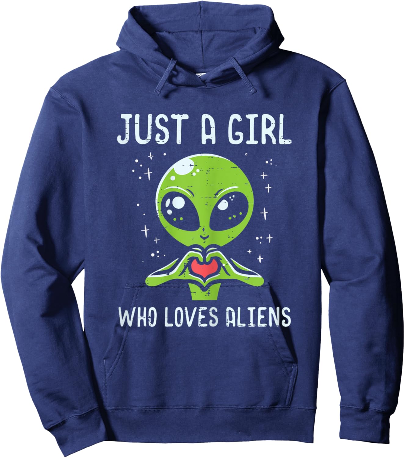Just Girl Who Loves Aliens Extraterrestrial Girls Kids Women Hoodie - Hoodie | Navy