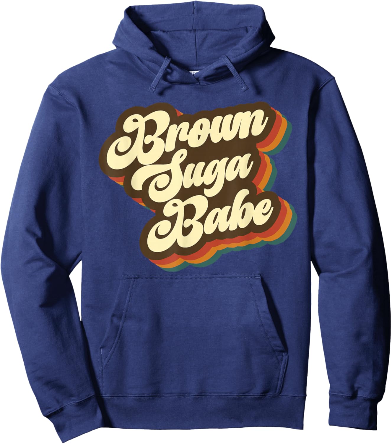 Brown Suga Babe Afro Woman Vintage 70s 80s Hoodie - Hoodie | Navy