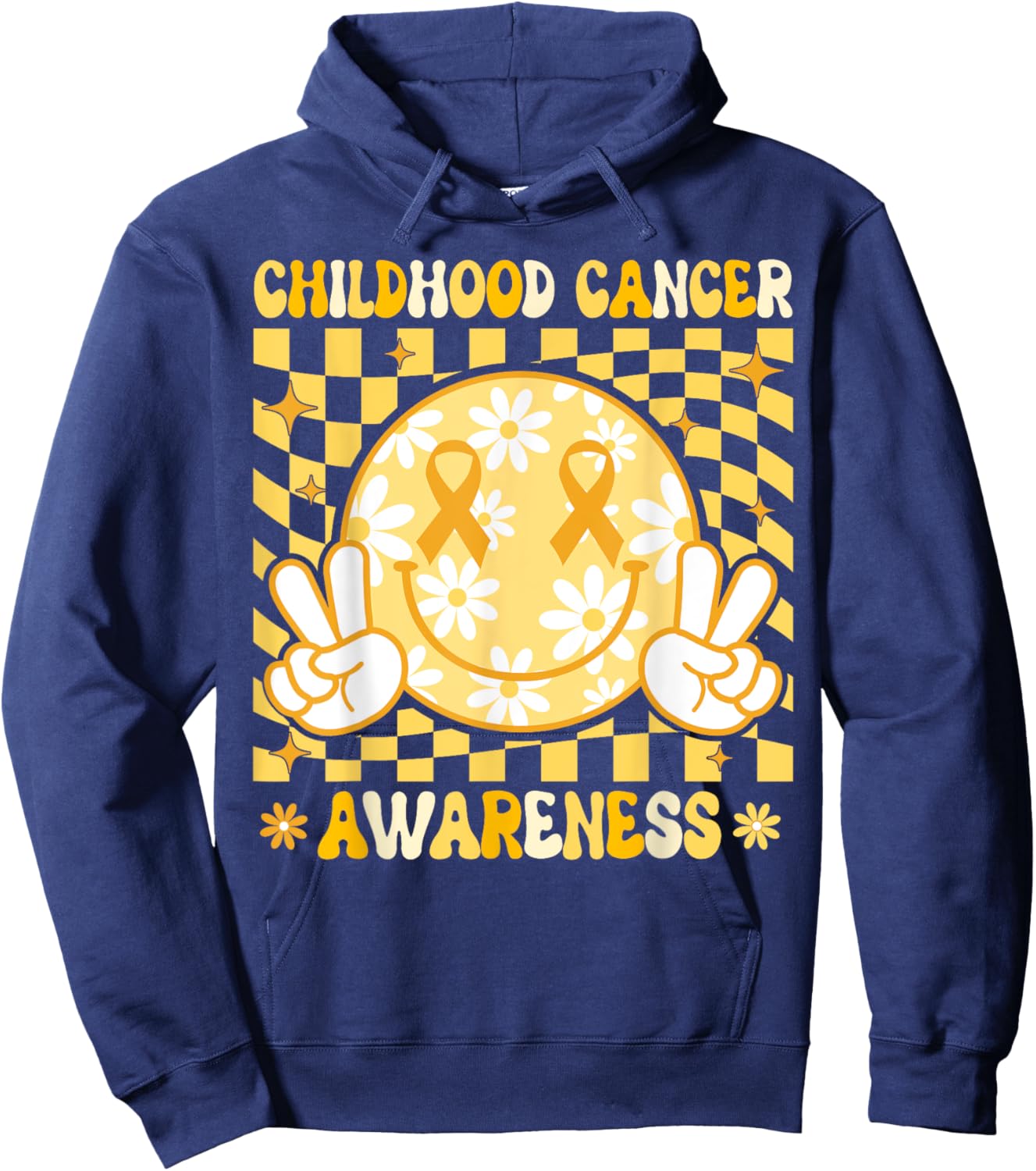 We Wear Gold For Childhood Cancer Awareness Month Smile Face Hoodie - Hoodie | Navy