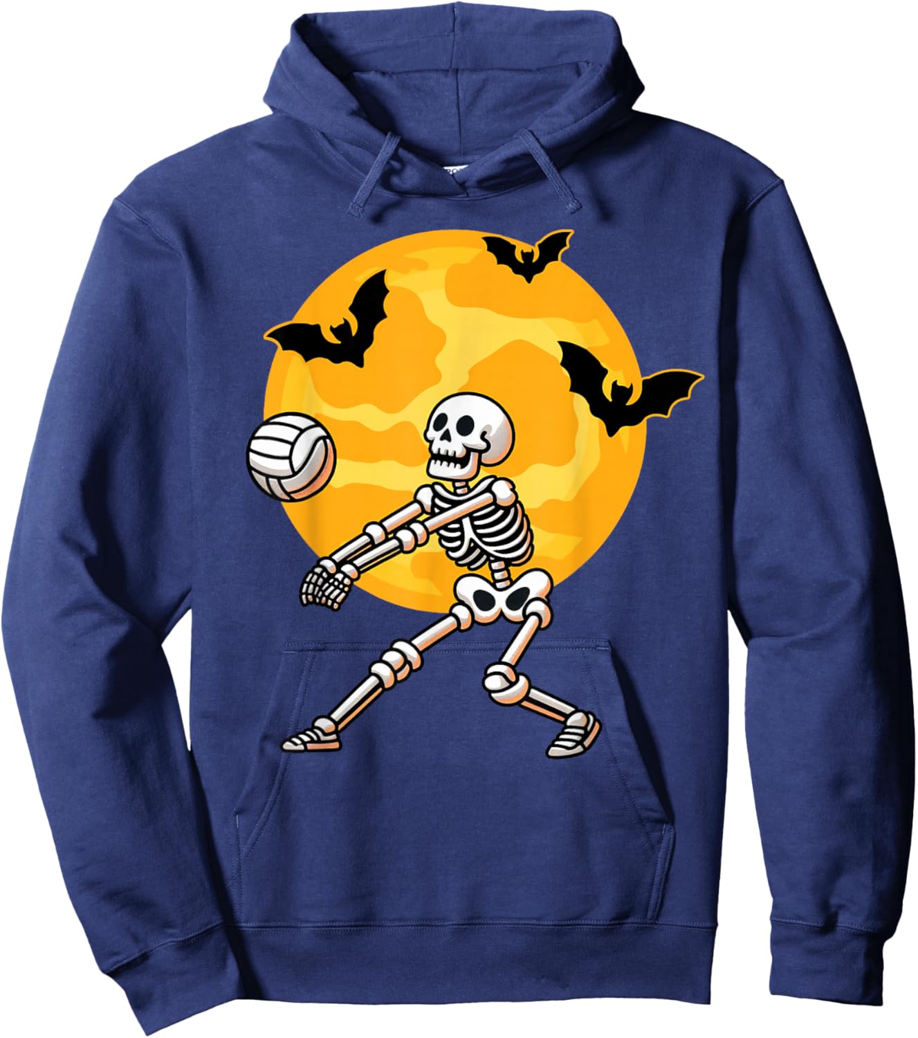 Volleyball Skeleton Halloween Men Boys Volleyball Player Hoodie - Hoodie | Navy