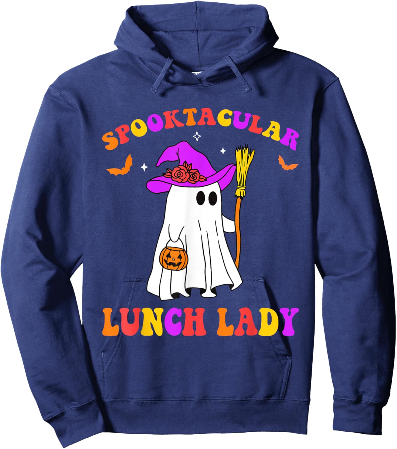 Spooktacular Lunch Lady floral ghost Happy Halloween Hoodie - Hoodie | Navy