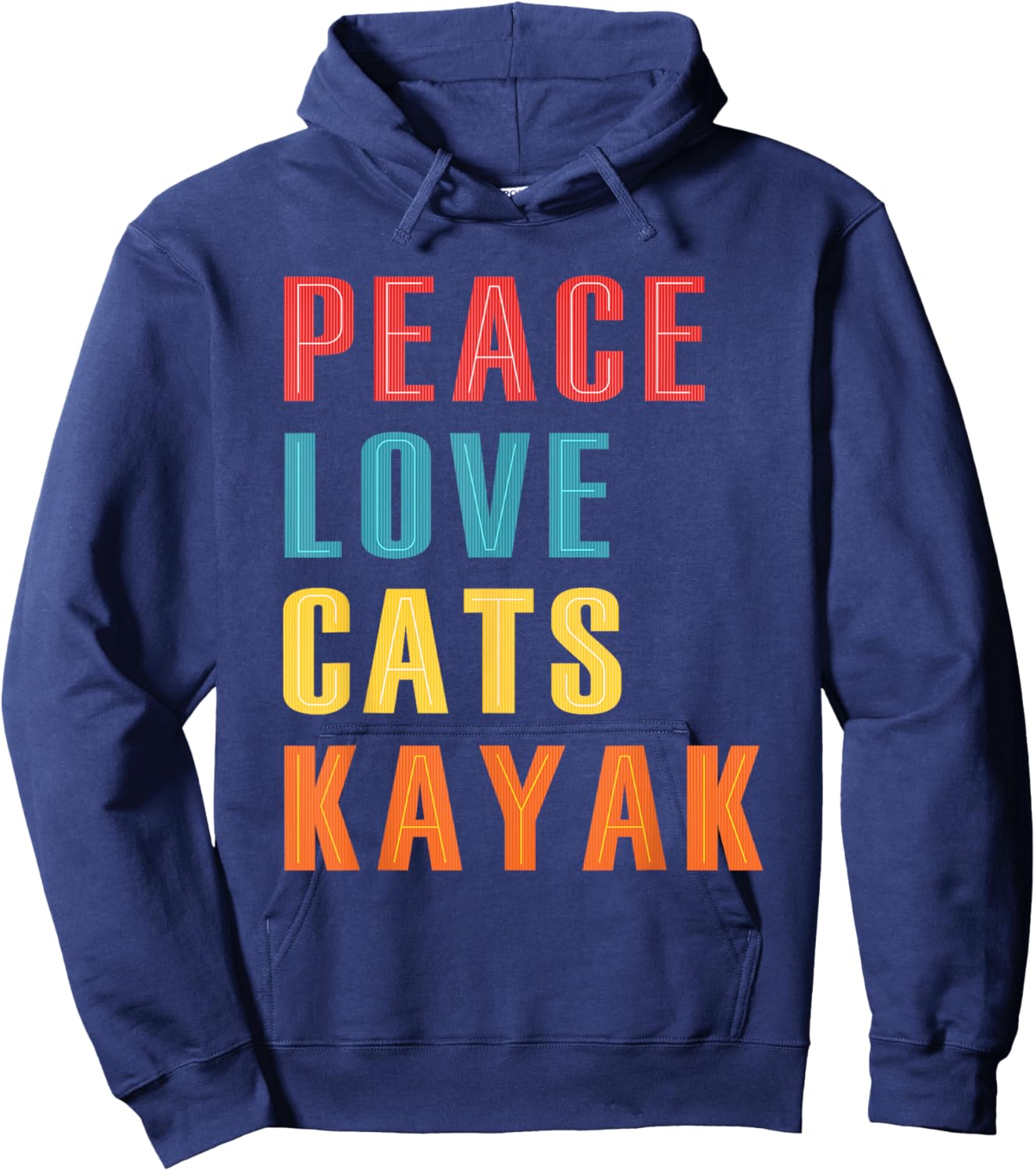 Peace Love Cats Kayak Funny Kayaking Boating Cat Enthusiasts Hoodie - Hoodie | Navy