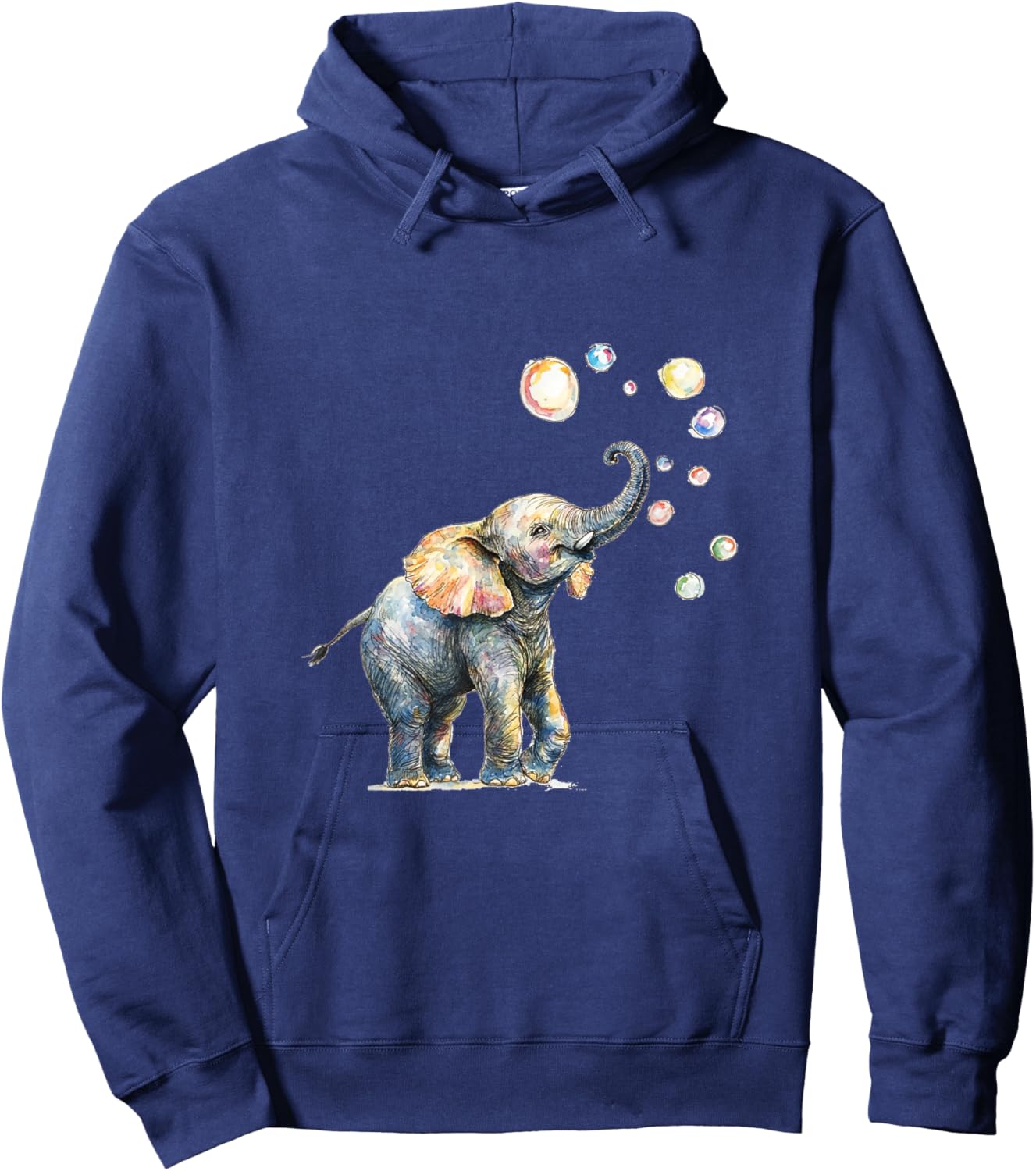 Cute Elephant Blowing Bubbles Art Hoodie - Hoodie | Navy
