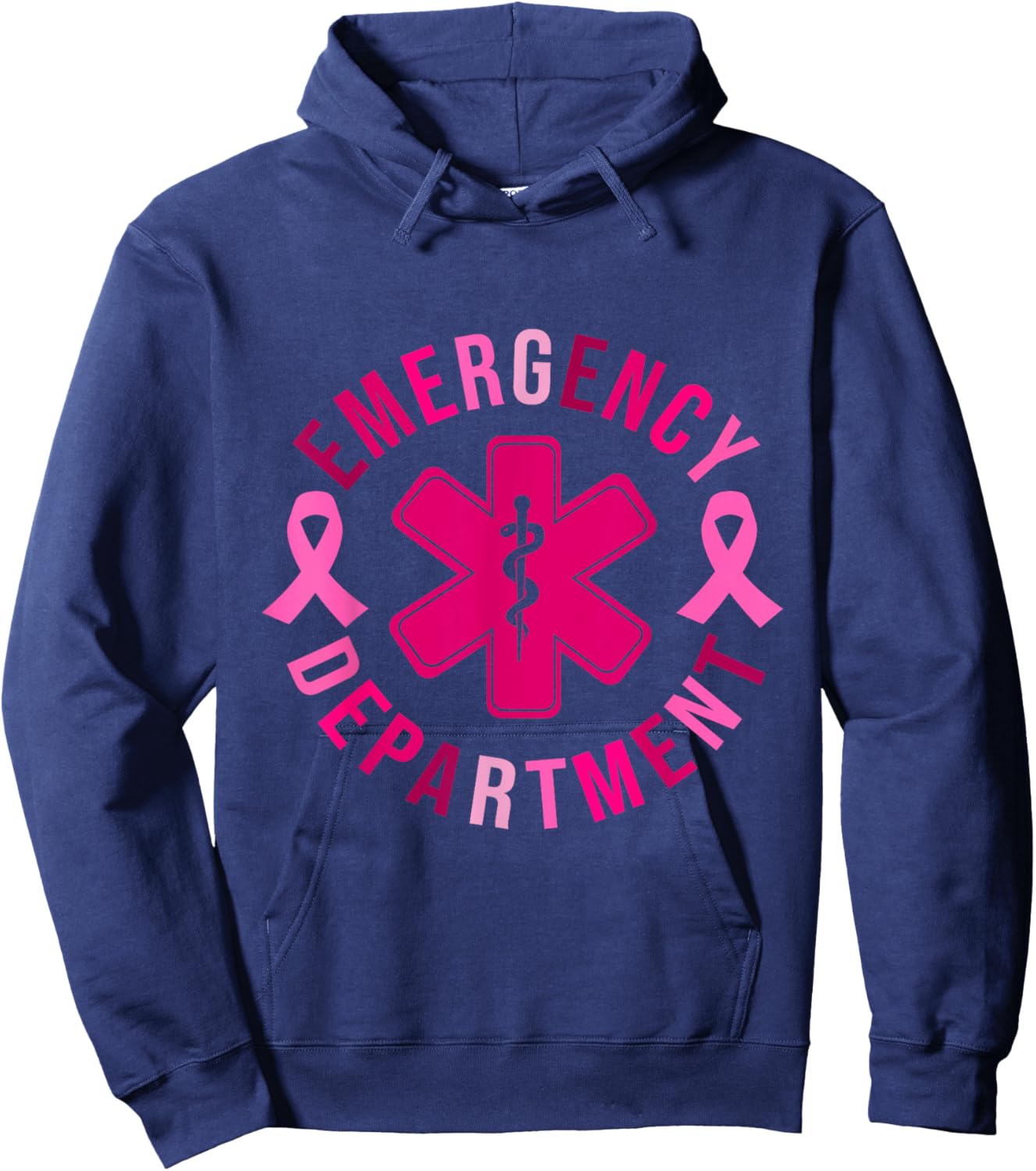 Emergency Department Emergency Room Nurse Breast Cancer Hoodie - Hoodie | Navy