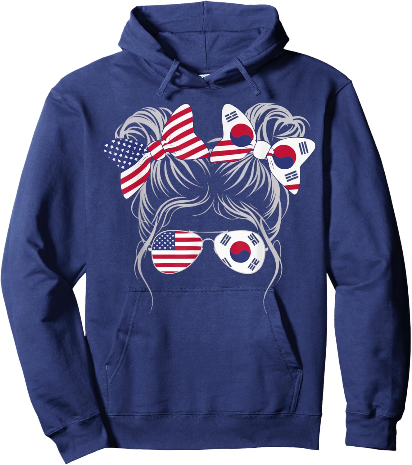 Half American Half Korean USA Flag South Korea America Hoodie - Hoodie | Navy