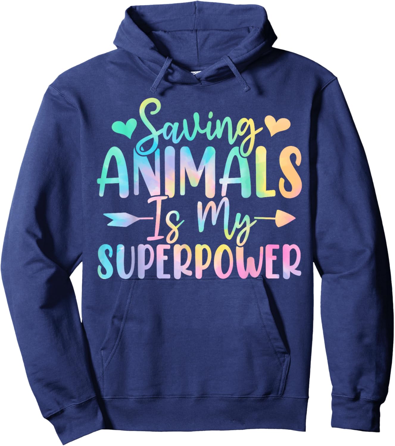 Saving Animals Is My Superpower Tie Dye Animal Activist Hoodie - Hoodie | Navy