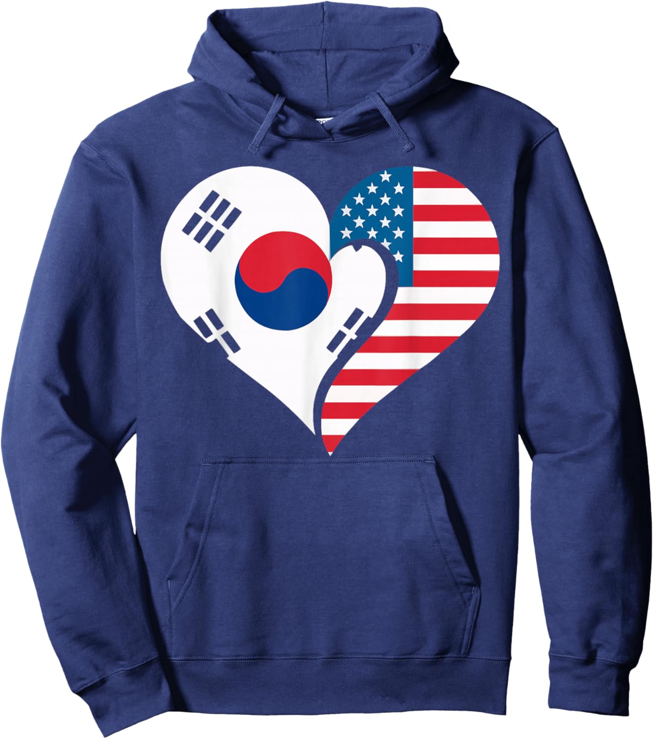 Half American Half Korean USA Flag South Korea America Hoodie - Hoodie | Navy