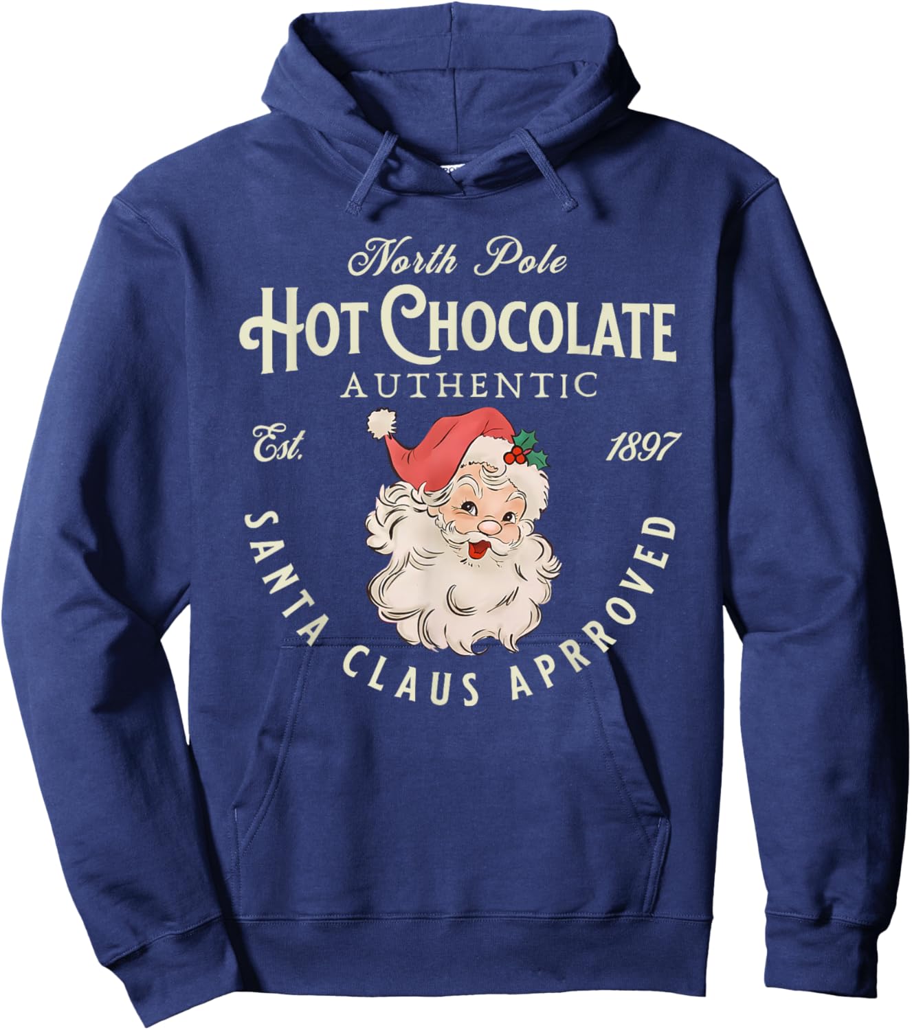 Retro Funny Santa Clause North Pole Hot Chocolate Christmas Hoodie - Hoodie | Navy