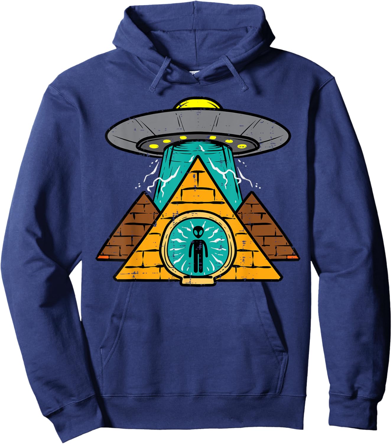 Alien Ufo Pyramid Funny Conspiracy Science Men Women Kids Hoodie - Hoodie | Navy