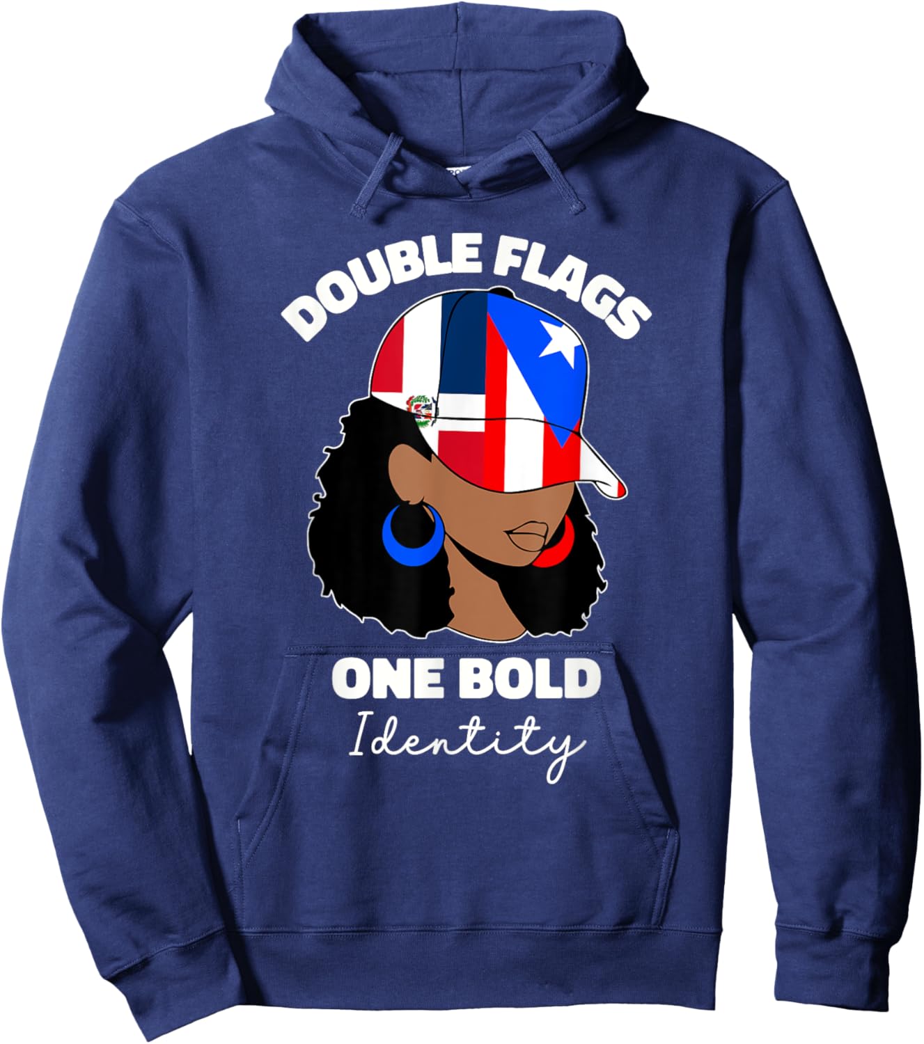 Half Dominican And Puerto Rican Rico Flag DominiRican Girl Hoodie - Hoodie | Navy