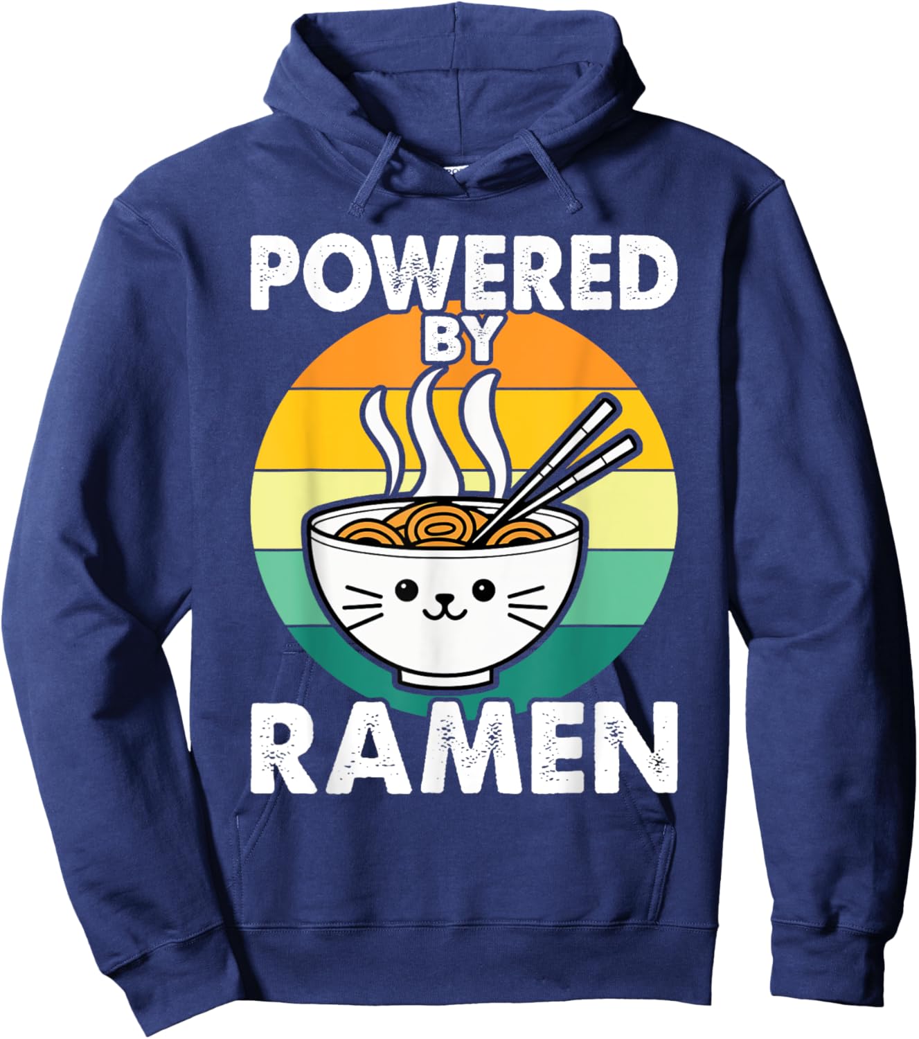 Vintage Powered By Ramen - Ramen Noodle Soup Hoodie - Hoodie | Navy