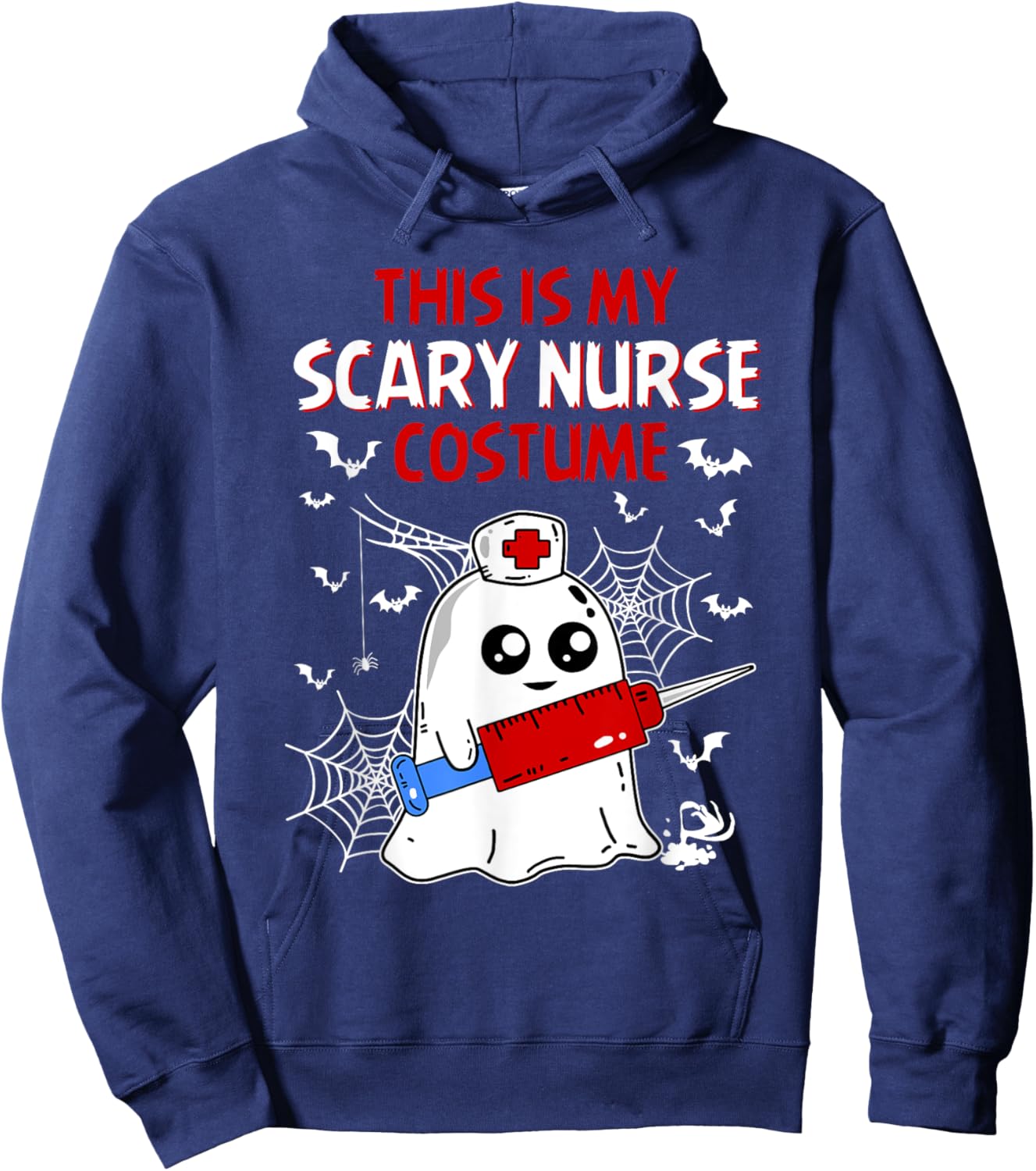 Halloween My Scary Nurse Costume Funny Ghost Scrub Hoodie - Hoodie | Navy