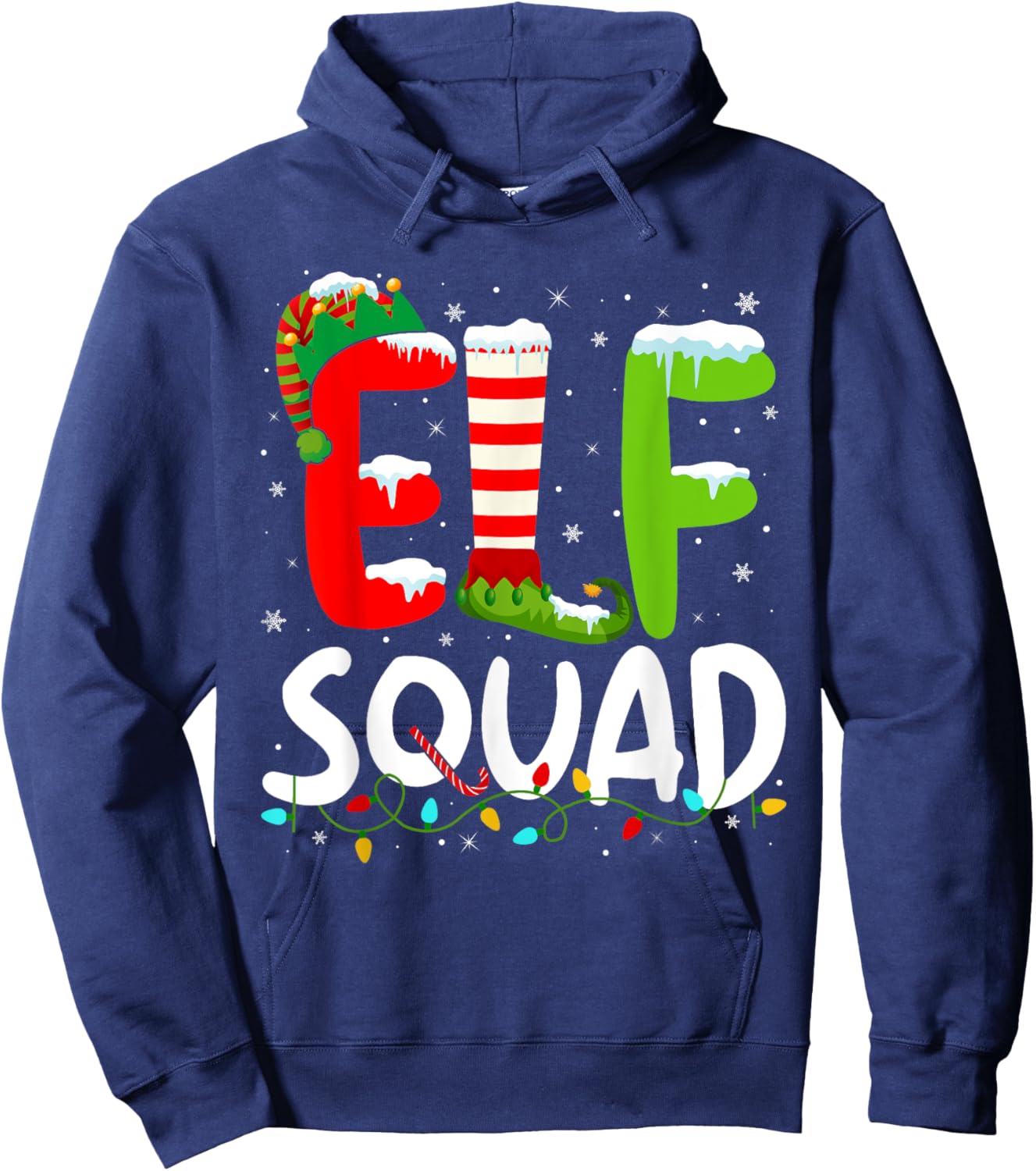 Elf Family Christmas Matching Pajamas Xmas Elf Squad Hoodie - Hoodie | Navy