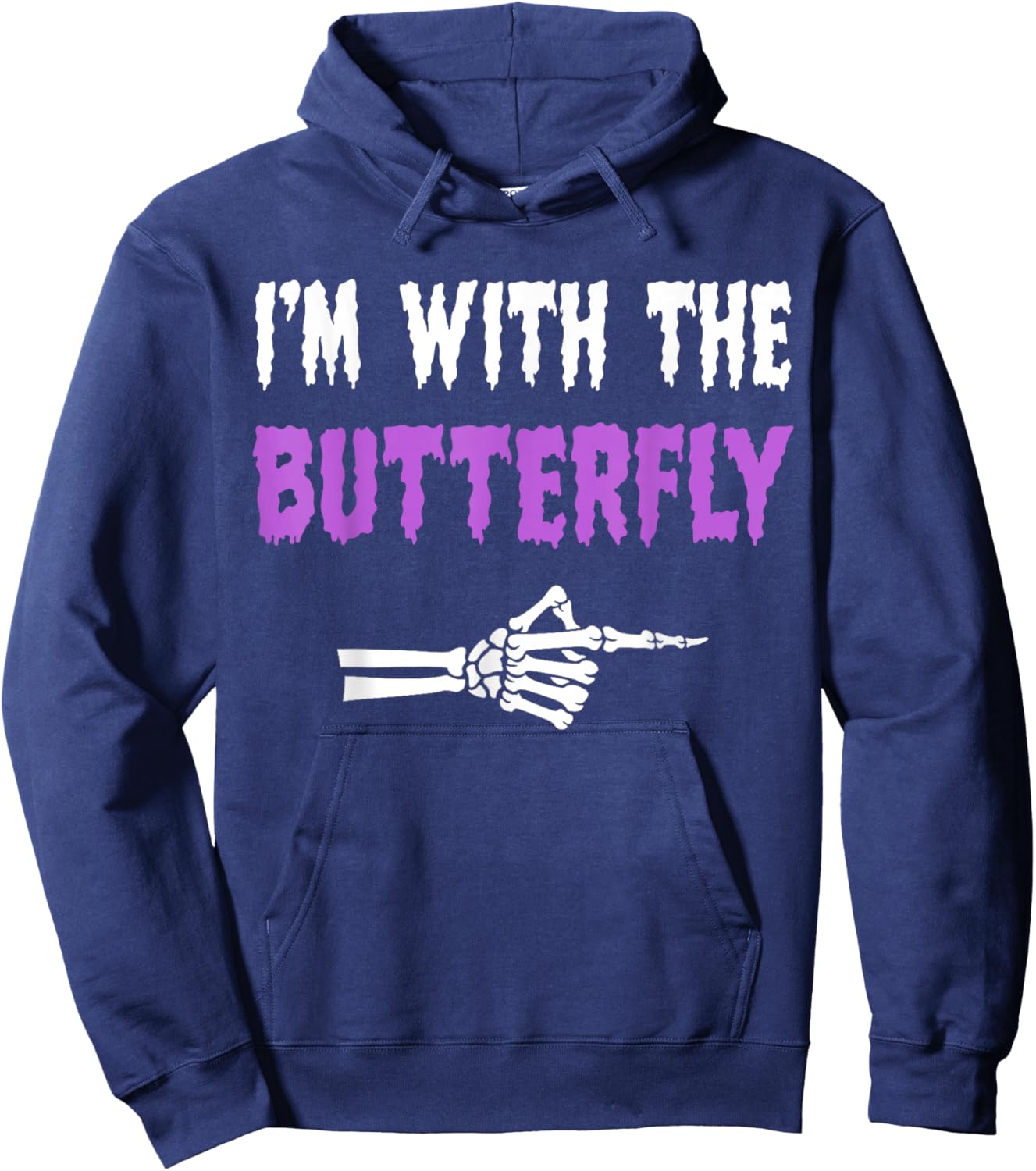 I'm With Butterfly Party Matching Couples Halloween Costume Hoodie - Hoodie | Navy