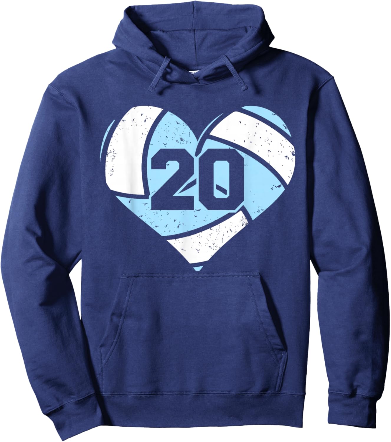 Volleyball Number 20 Jersey Funny Volleyball Heart Game Day Hoodie - Hoodie | Navy