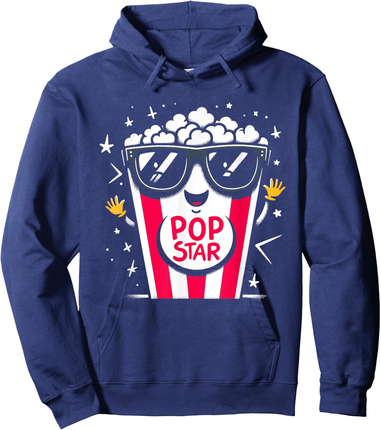 Popcorn Pop Star - Funny Graphic Popcorn Movie Lover Hoodie - Hoodie | Navy