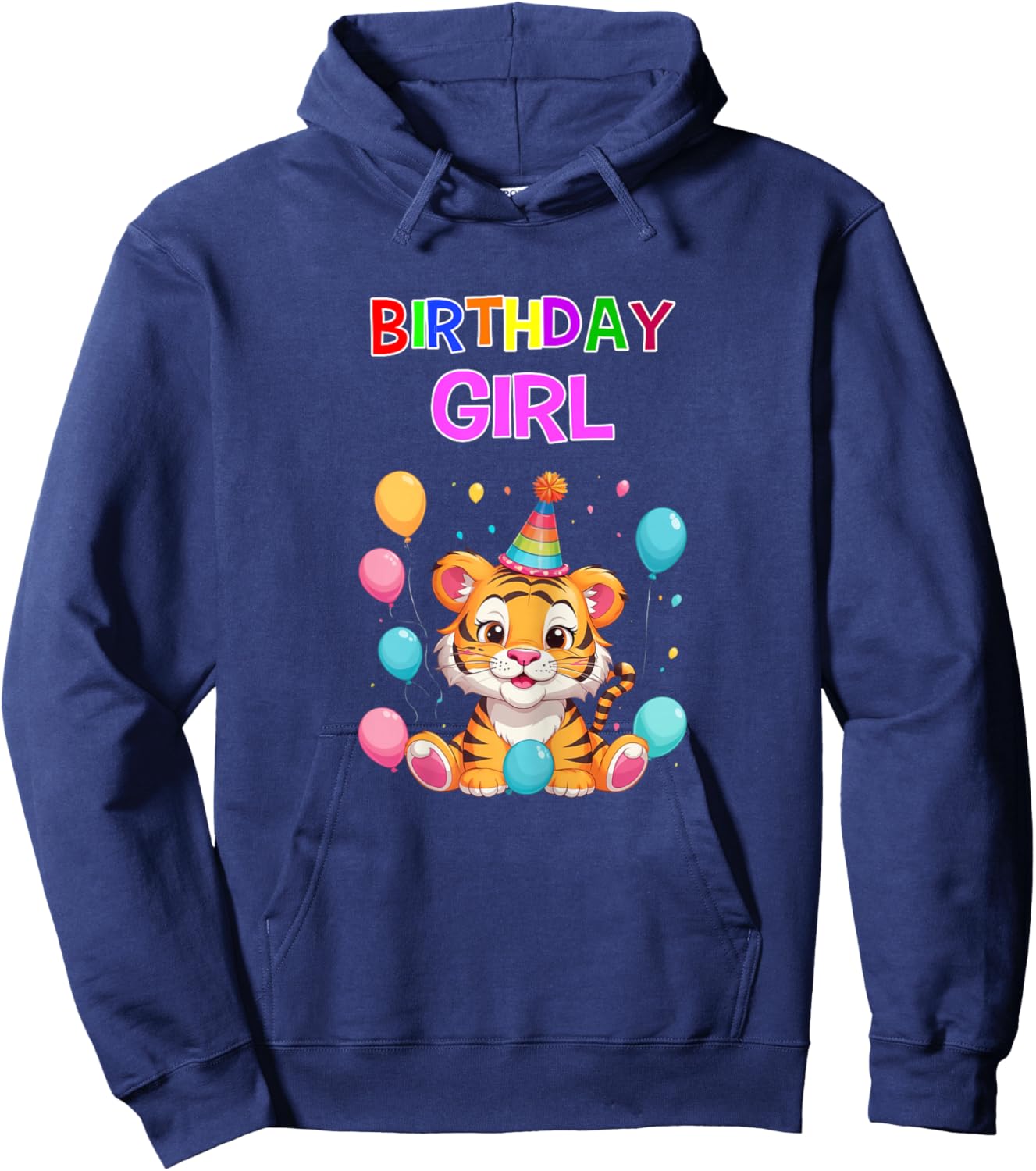 Tiger Birthday Shirt Birthday Girl Cute Tiger Girls Birthday Hoodie - Hoodie | Navy