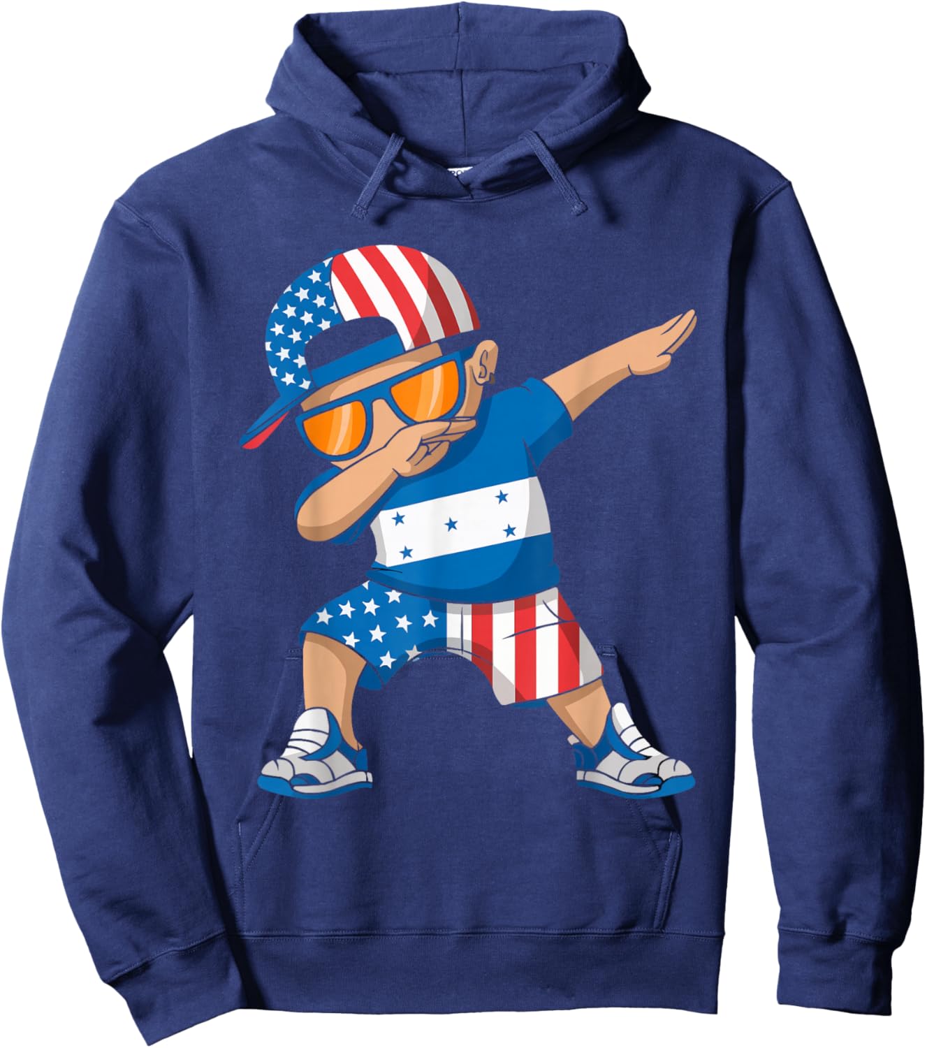 Half American Half Honduran USA Flag Honduras America Hoodie - Hoodie | Navy