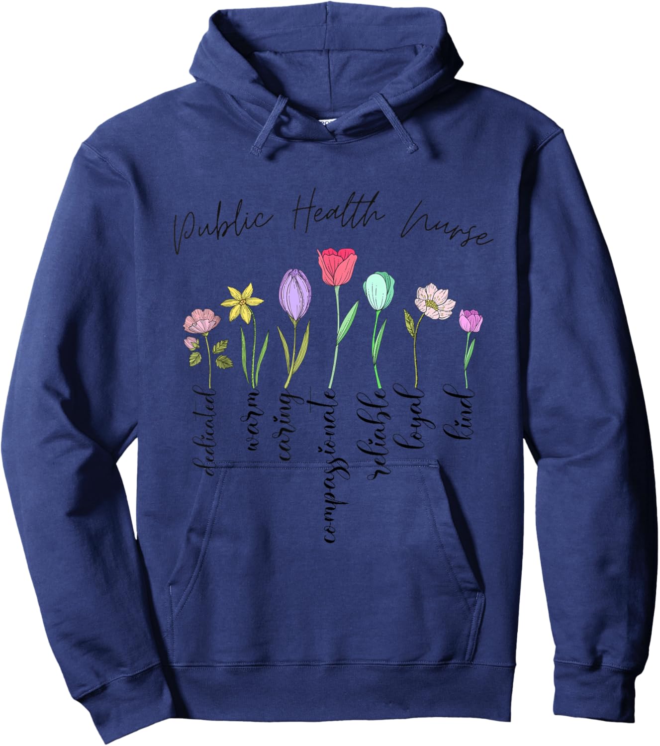 Public health nurse gifts women floral Public health nurse Hoodie - Hoodie | Navy