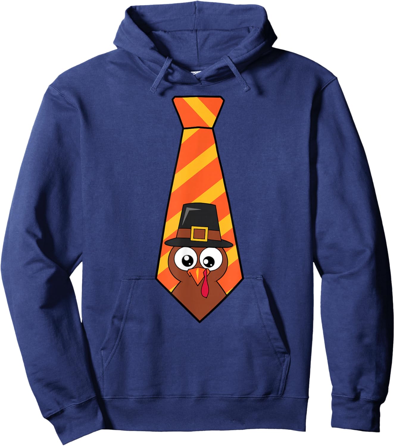 Funny thanksgiving tie with turkey for family dinner Hoodie - Hoodie | Navy