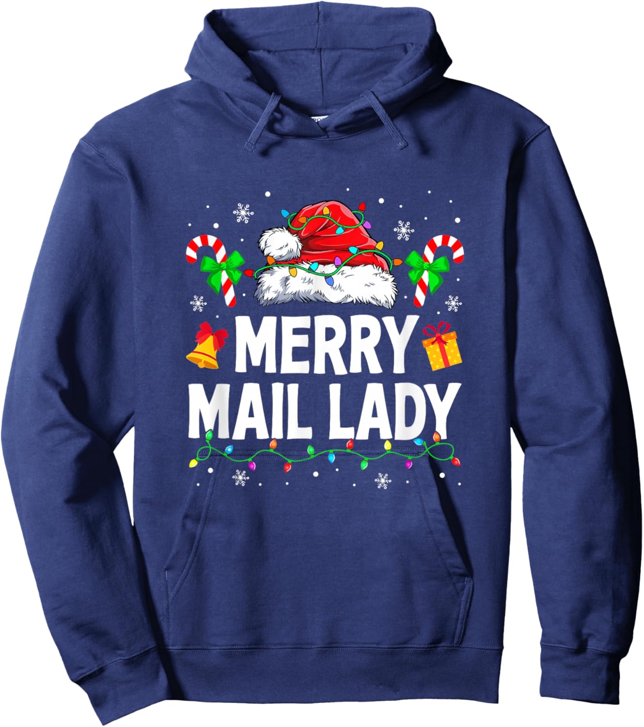 Merry Mail Lady Christmas Santa Postal Worker Mail Carrier Hoodie - Hoodie | Navy