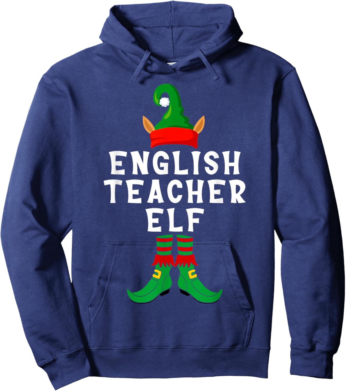 English Teacher Elf Christmas Funny Xmas Matching Family Hoodie - Hoodie | Navy