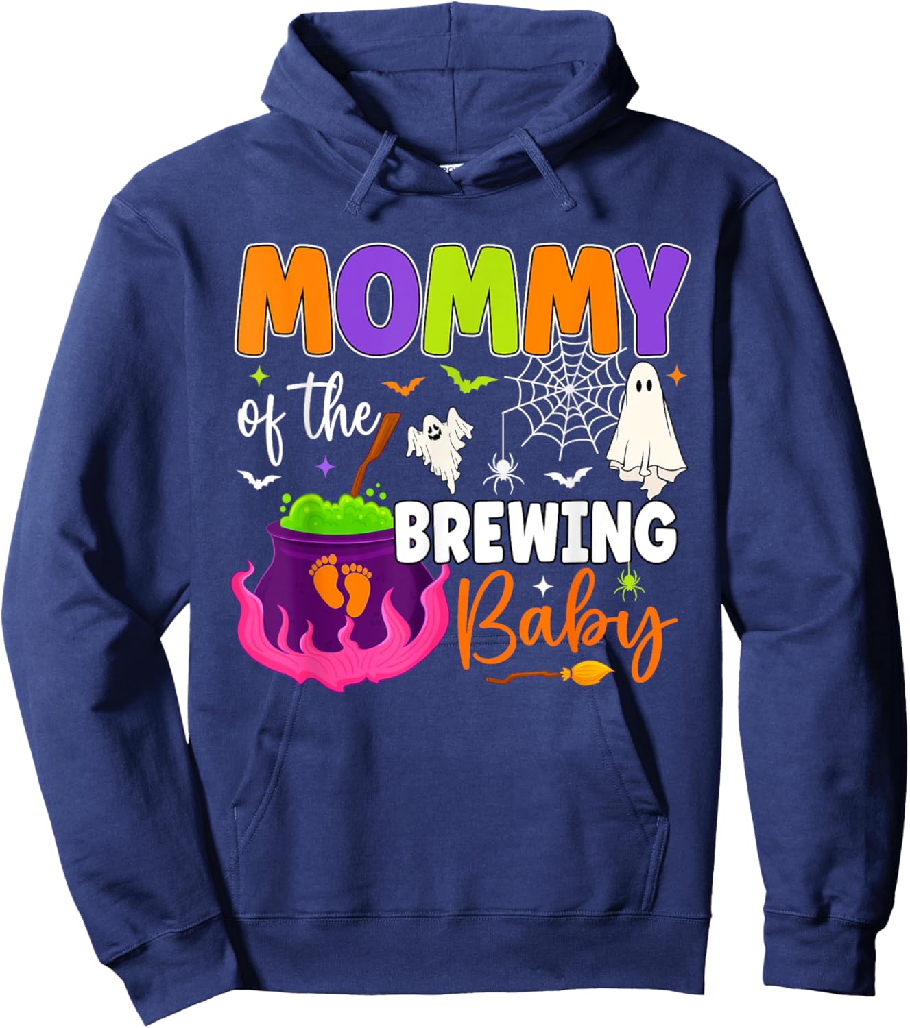 Mommy of the Brewing Baby Halloween Theme Baby Shower Spooky Hoodie - Hoodie | Navy