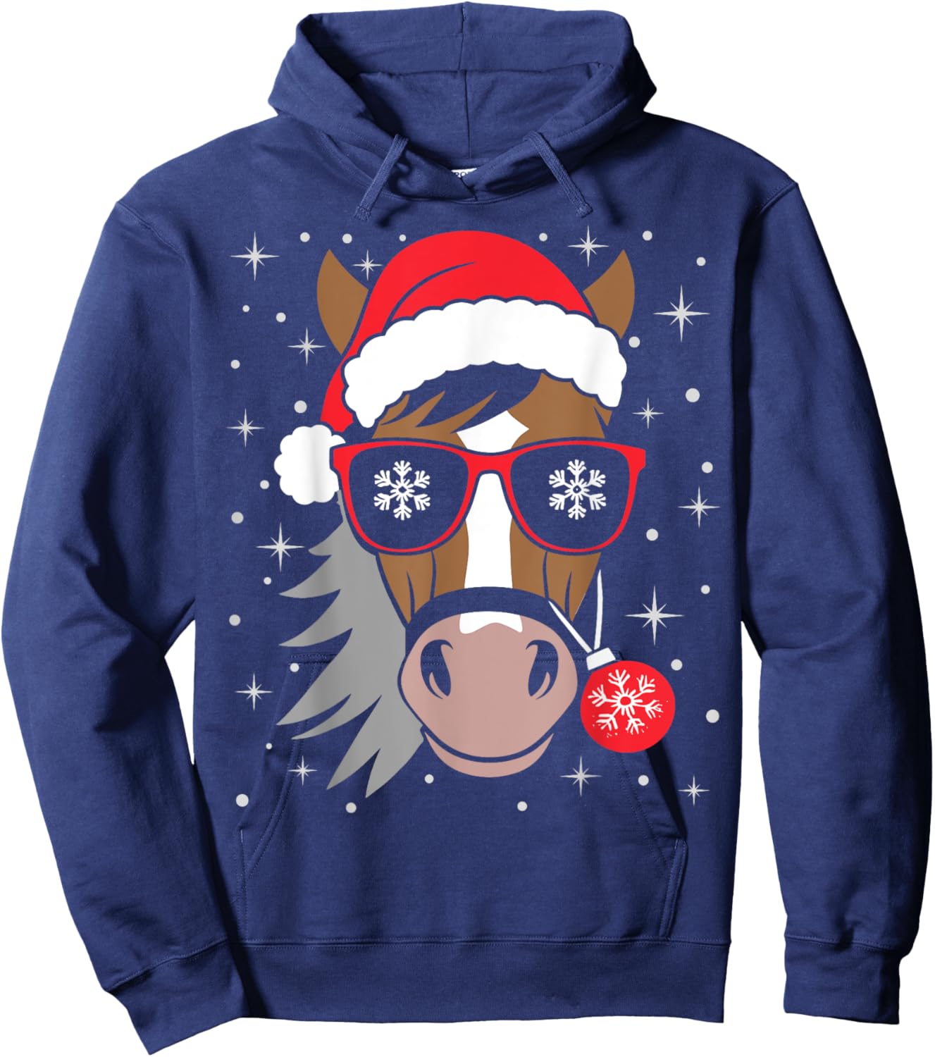 Horseback Riding Xmas Santa Hat Equestrian Christmas Horse Hoodie - Hoodie | Navy