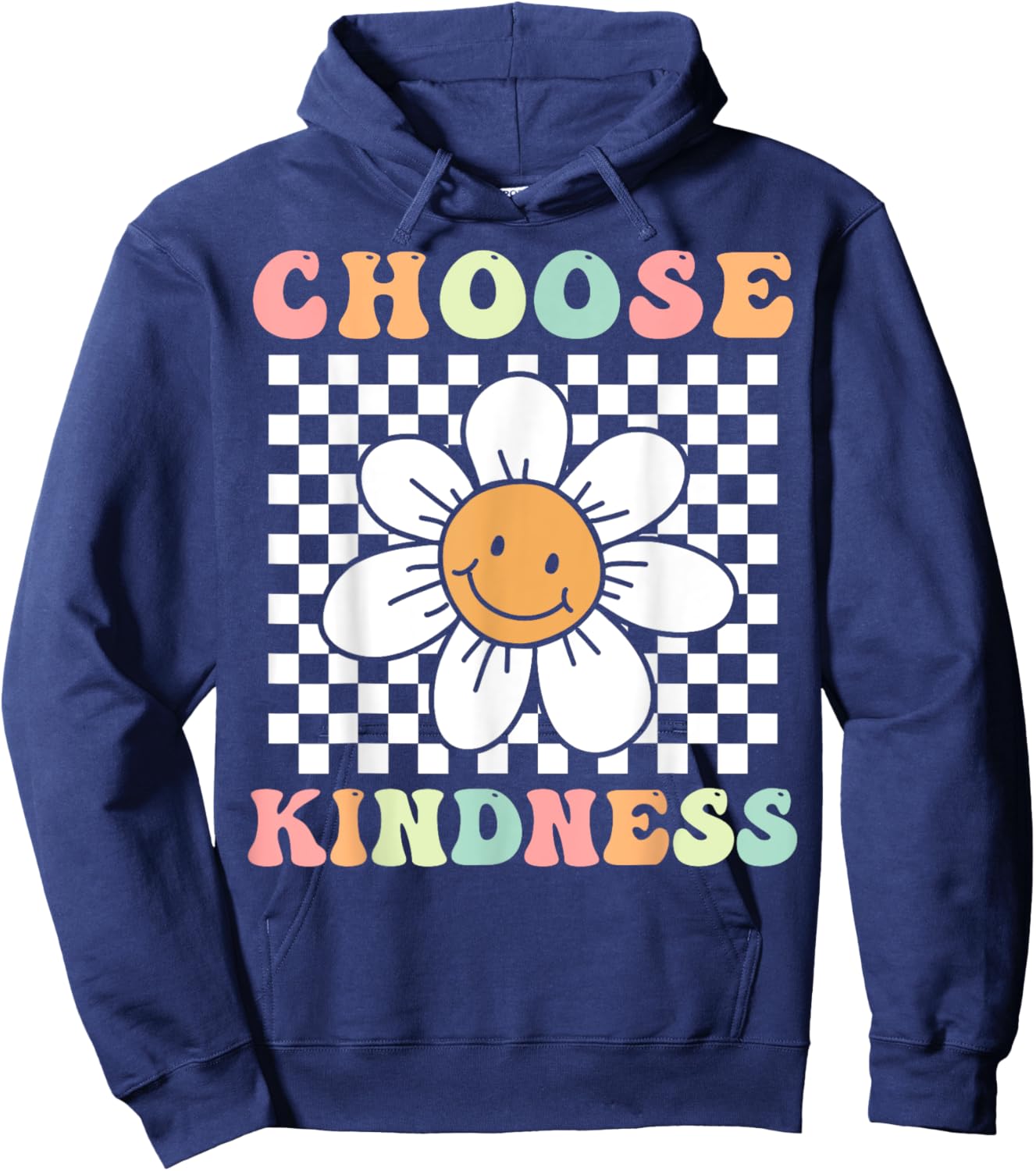 Groovy Choose Kindness Retro Daisy Flower Positivity Be Kind Hoodie - Hoodie | Navy