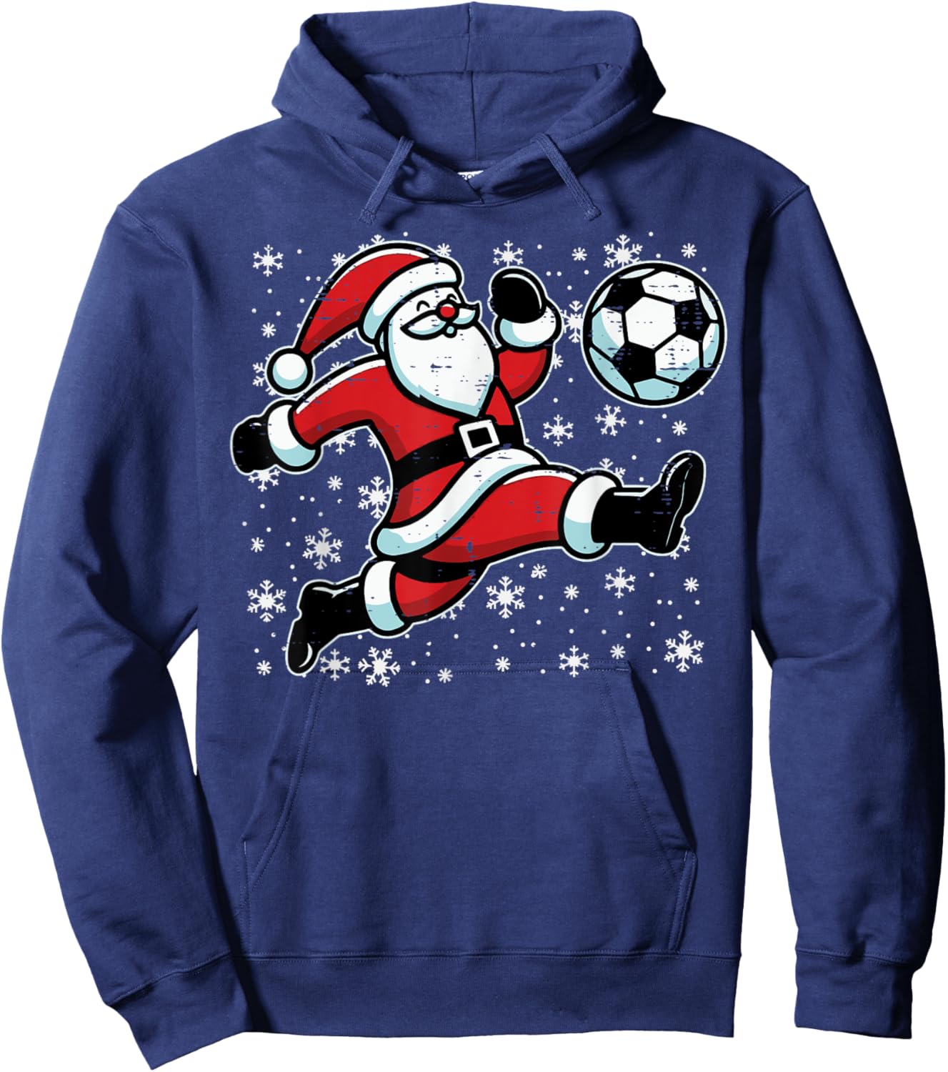 Christmas Santa Football Kick Xmas Soccer Men Boys Kid Youth Hoodie - Hoodie | Navy