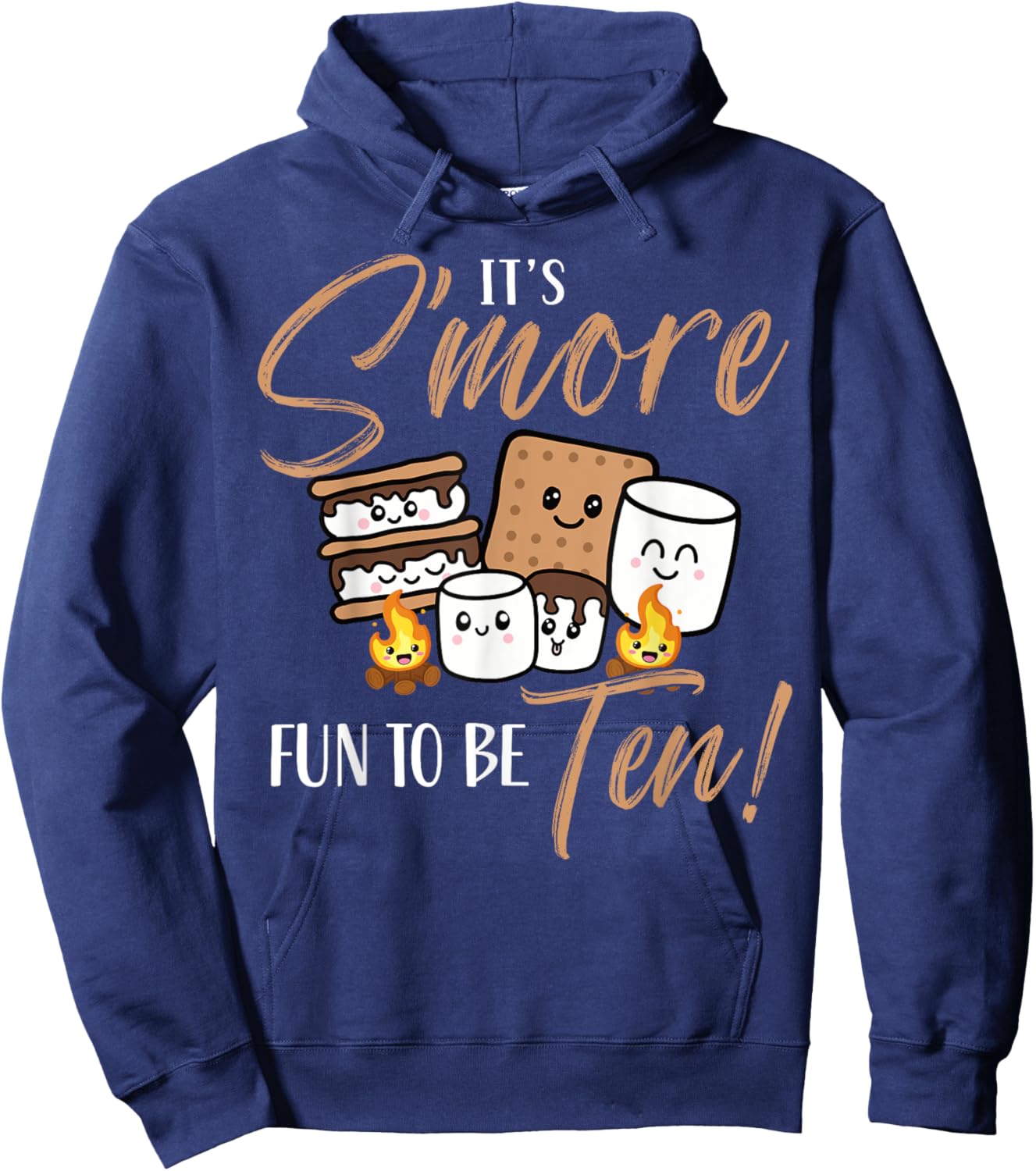 Birthday Campfire Marshmallow It's S'more Fun To Be Ten 10th Hoodie - Hoodie | Navy