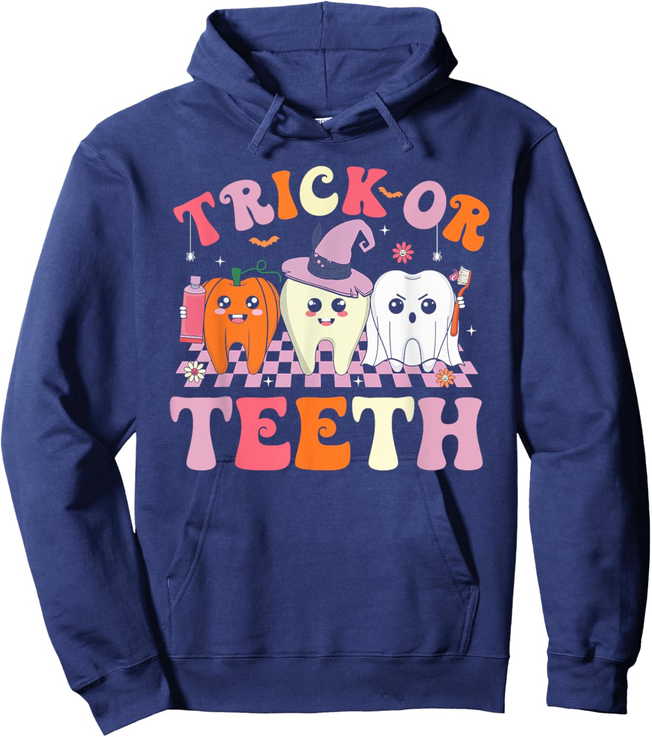 Funny Halloween Shirts Dentist Dental Squad Trick or Teeth Hoodie - Hoodie | Navy
