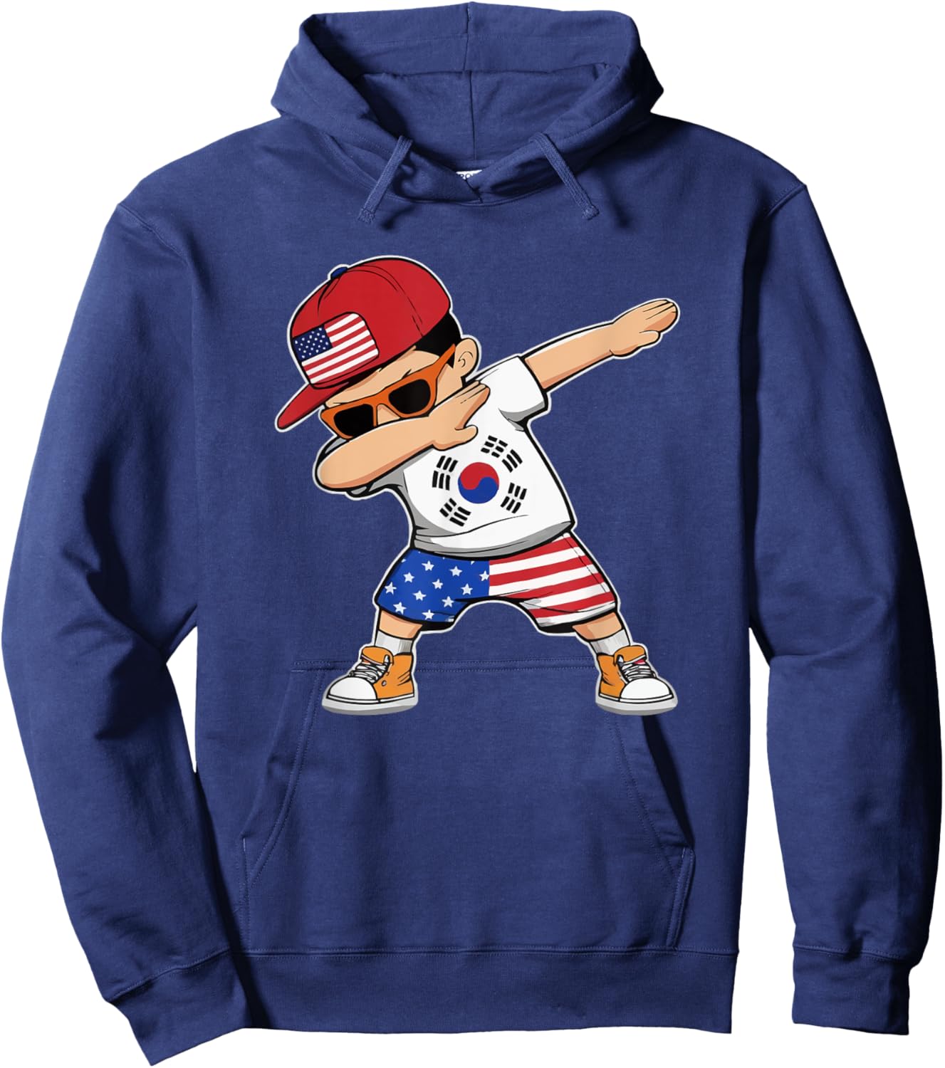 Half Korean Half American USA Flag South Korea America Hoodie - Hoodie | Navy