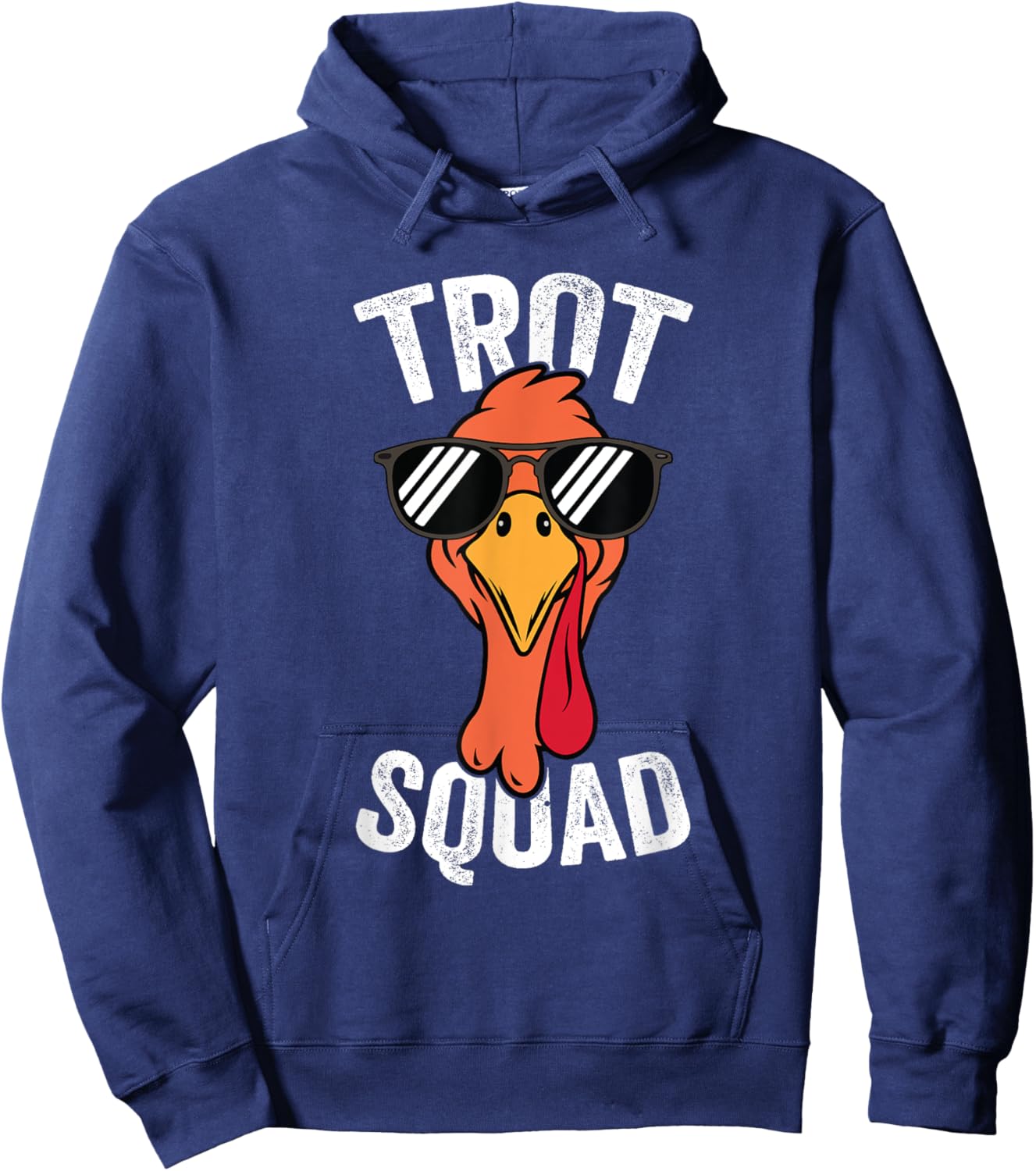 Running Turkey Sunglasses Trot Squad Thanksgiving Hoodie - Hoodie | Navy