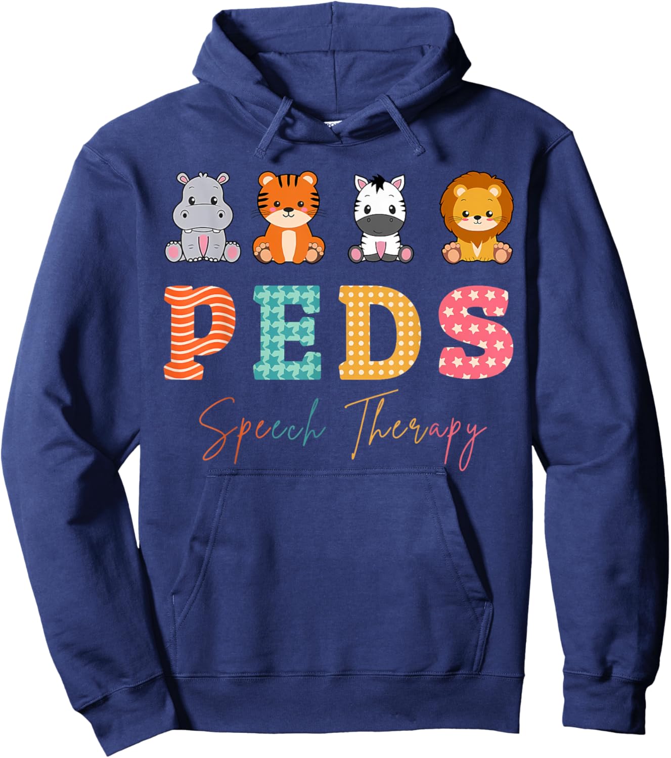 Zoo Animals Safari PEDS Speech Therapist Pediatric Nurse Hoodie - Hoodie | Navy