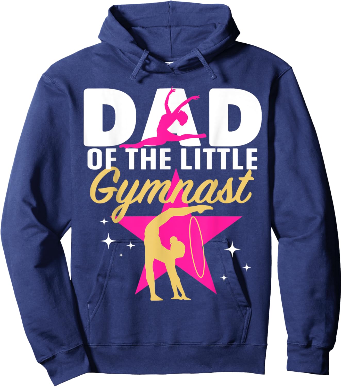 Dad Little Gymnast Girl Birthday Gymnastics Themed Party Hoodie - Hoodie | Navy