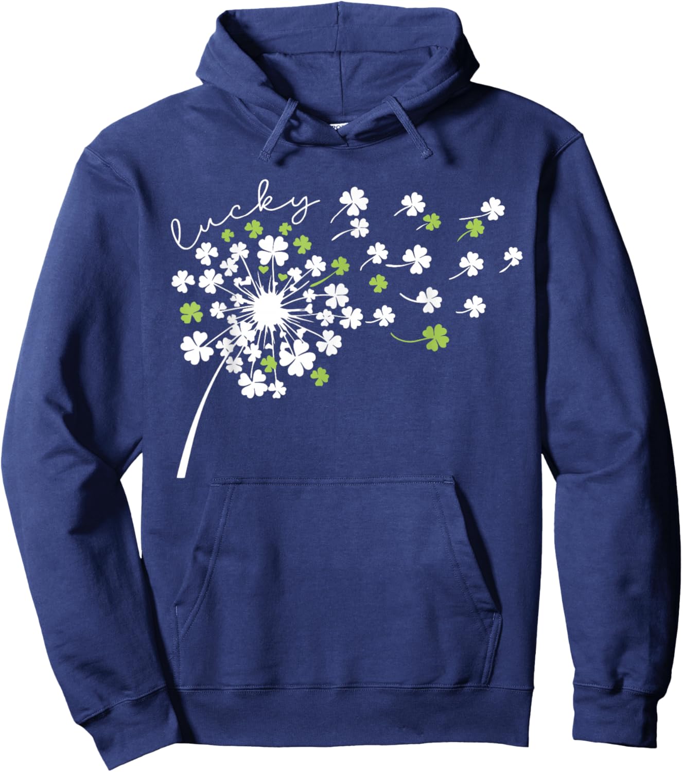 Lucky Dandelion Shamrock Funny St Patricks Day Women Girls T-Shirt - Hoodie | Navy