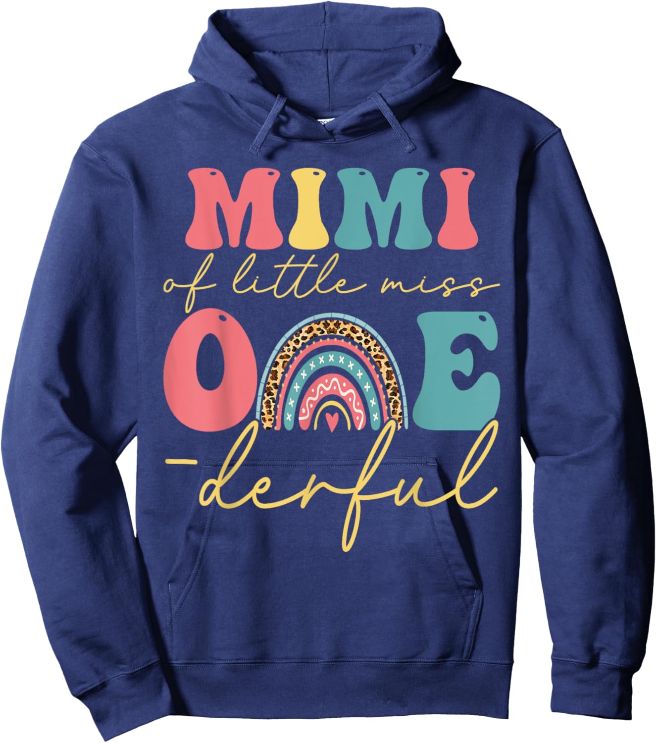 Boho Mimi of Miss One-derful 1st Birthday Girl Cute Rainbow Hoodie - Hoodie | Navy