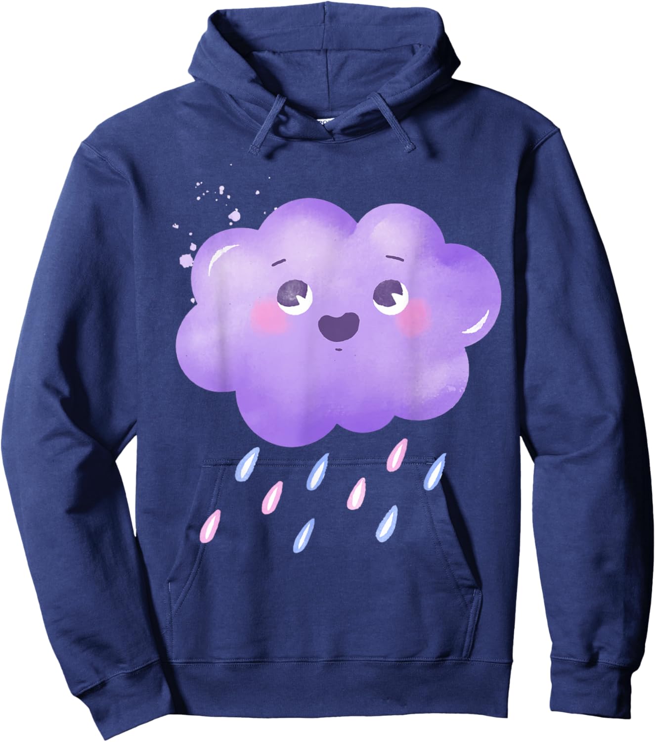 Funny Purple Clouds Rain Drop Boy Girl Kids Hoodie - Hoodie | Navy