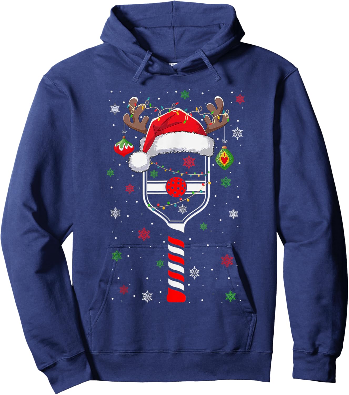 Funny Pickleball Player Christmas Holiday Reindeer Xmas Hoodie - Hoodie | Navy