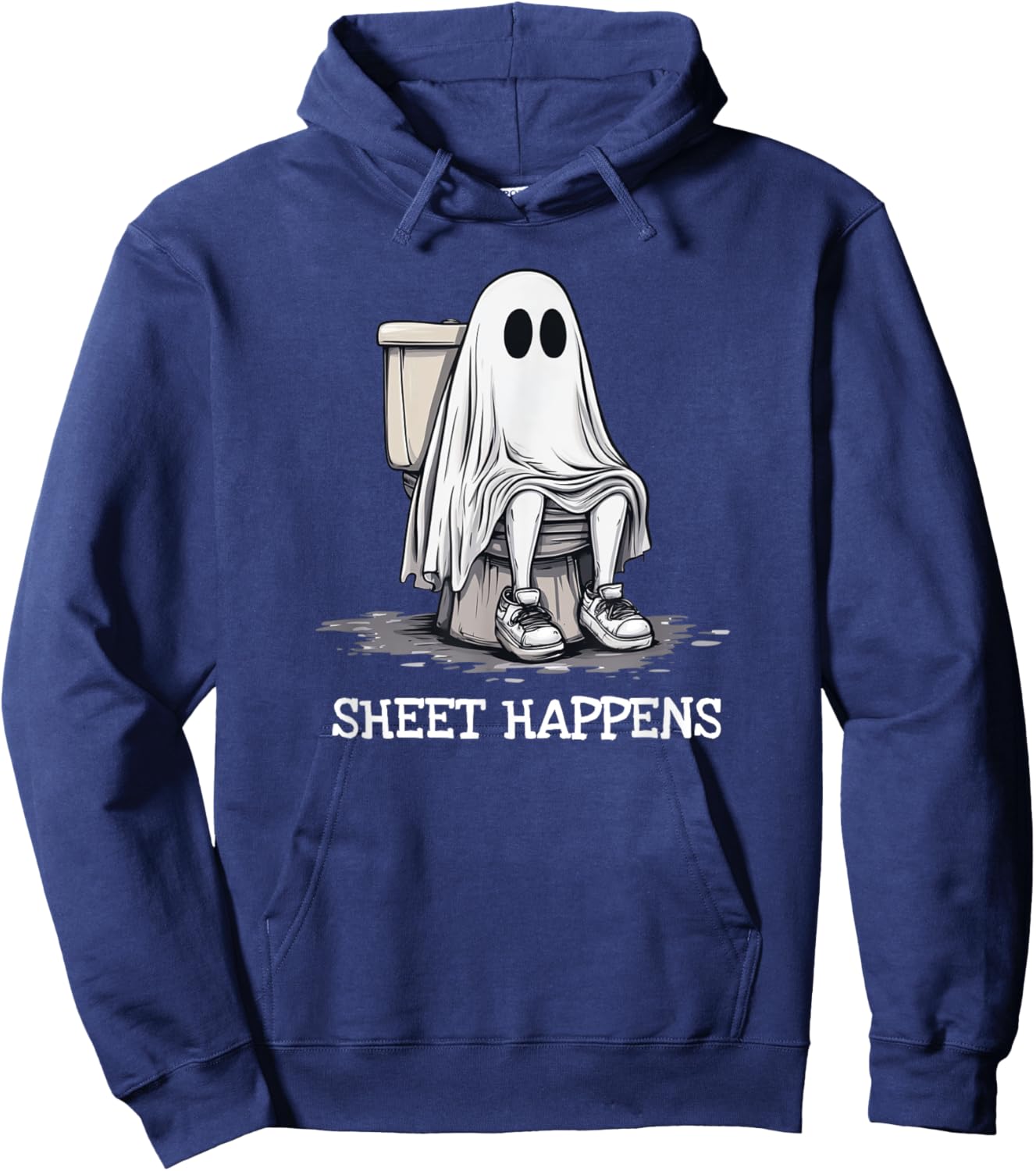 Pooping Ghost On Toilet Sheet Happens Funny Halloween Hoodie - Hoodie | Navy