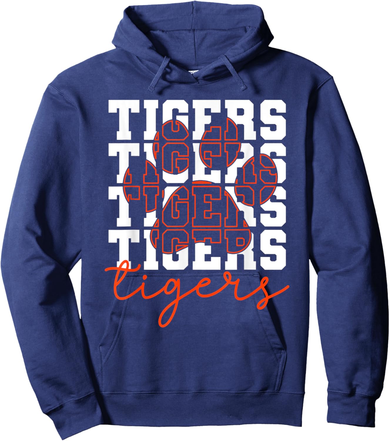 Vintage Tigers School Sports Name Spirit Women Kids Hoodie - Hoodie | Navy