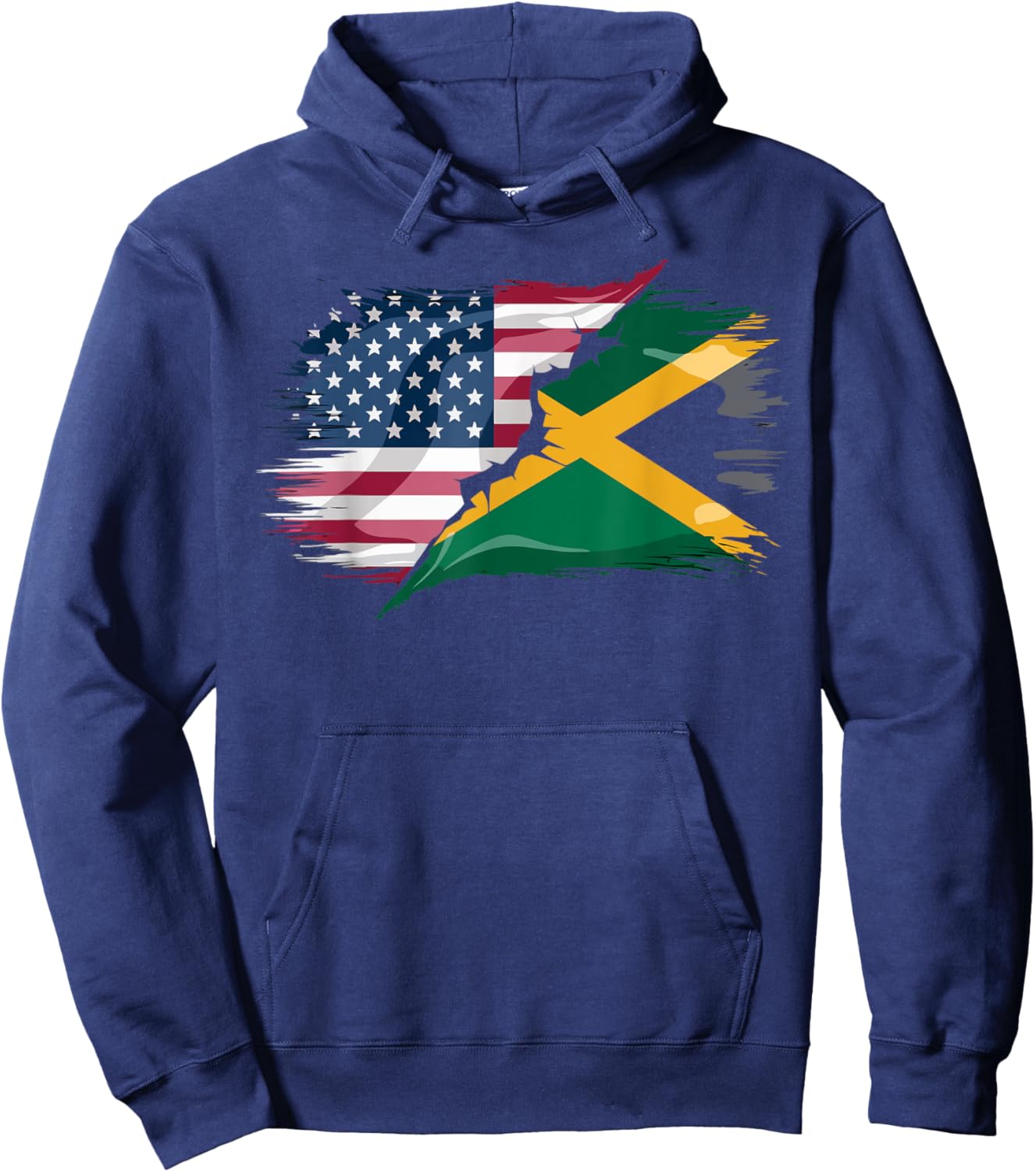 Half American Half Jamaican USA Flag Jamaica America Hoodie - Hoodie | Navy