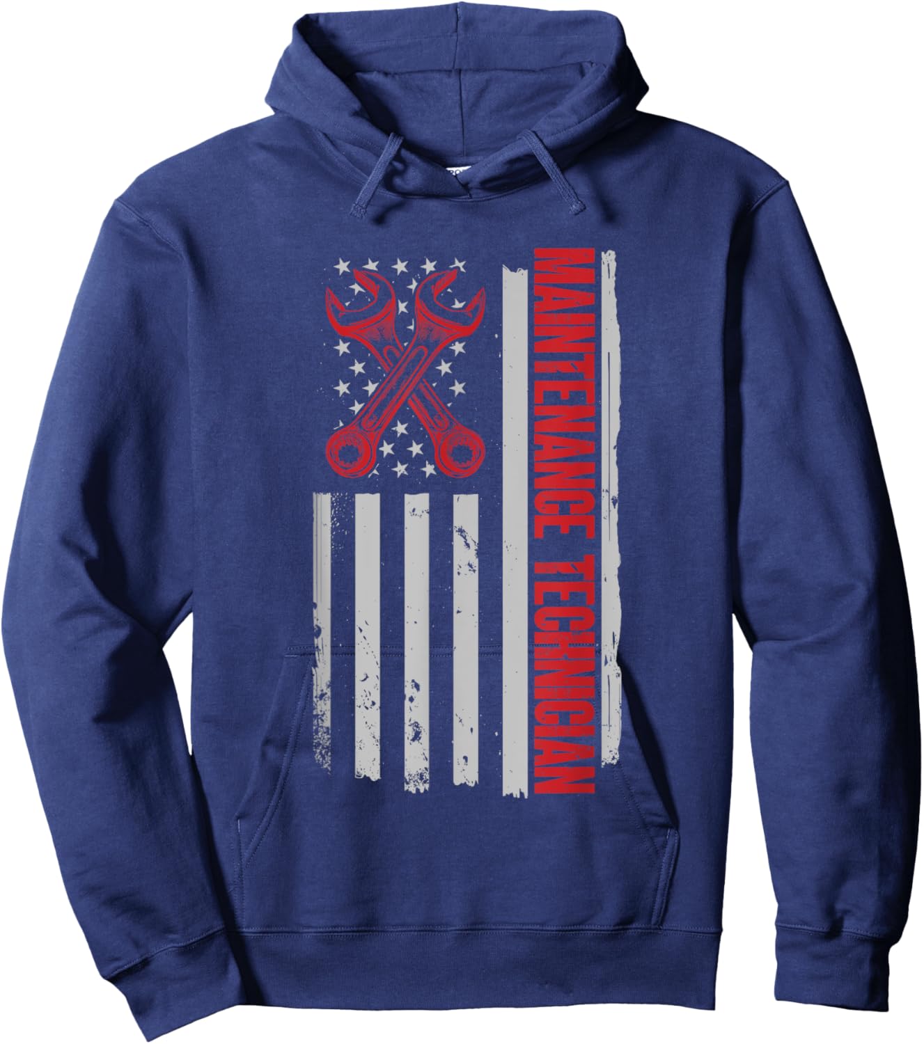 Maintenance Worker American Flag Maintenance Technician Hoodie - Hoodie | Navy