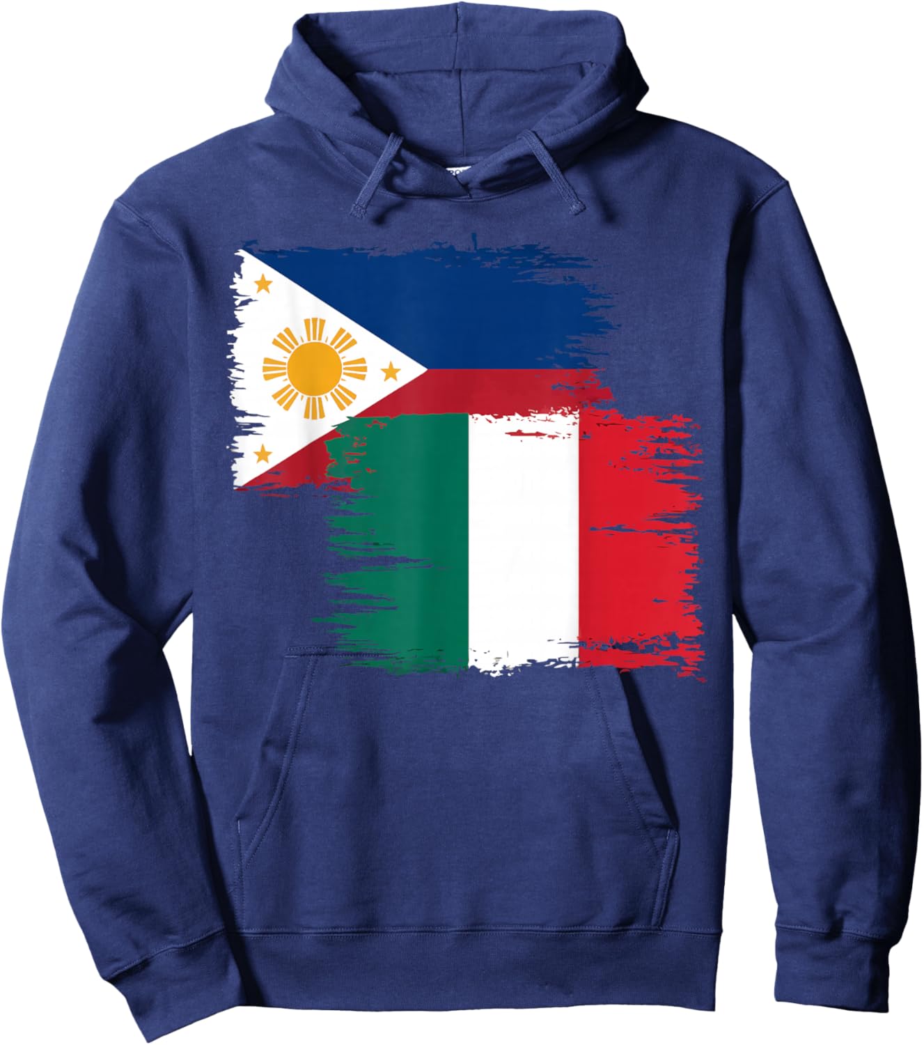 Half Filipino Half Italian Flag Italy Philippines Hoodie - Hoodie | Navy