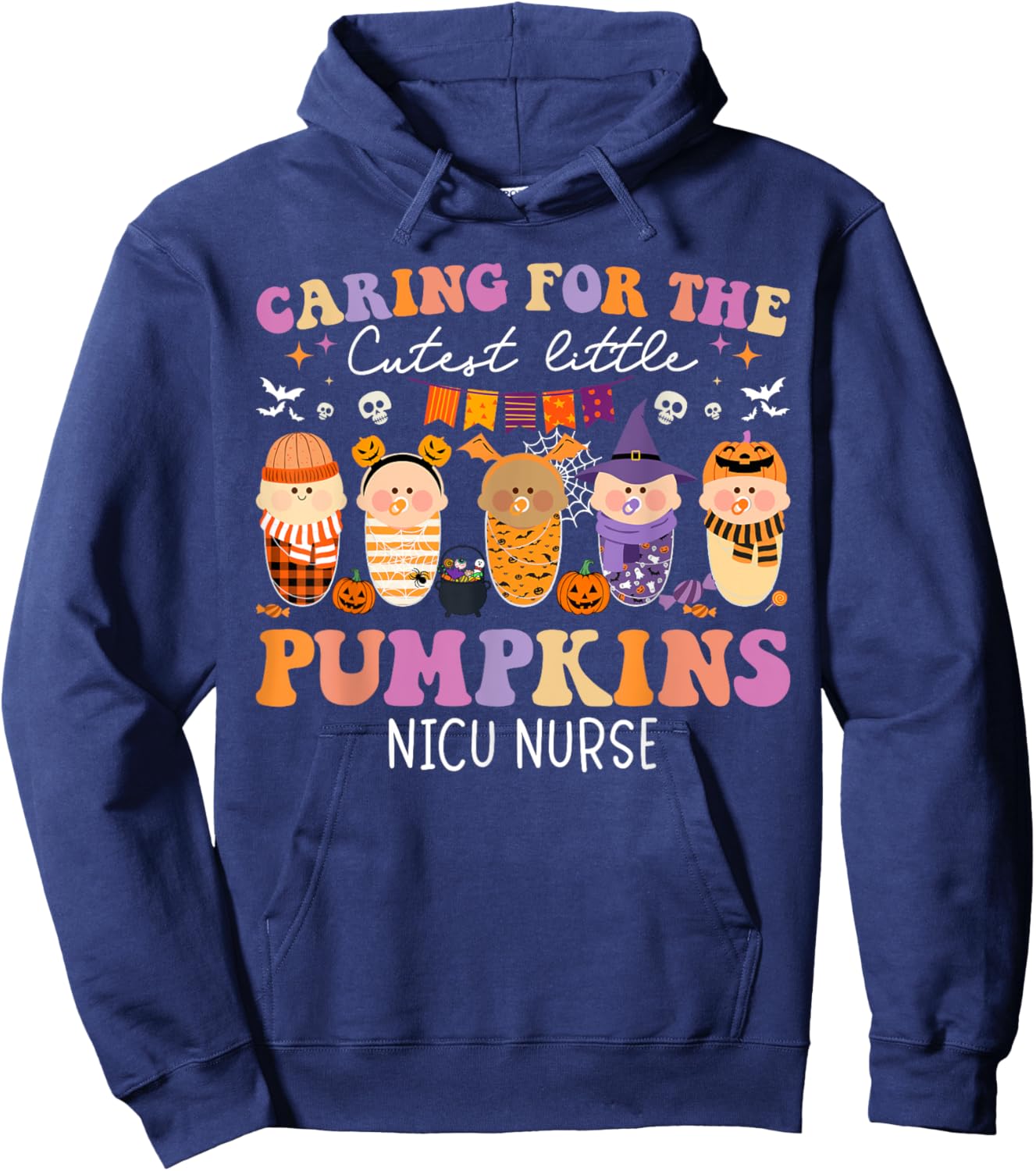 Caring For The Cutest Little Pumpkin NICU Nurse Halloween Hoodie - Hoodie | Navy