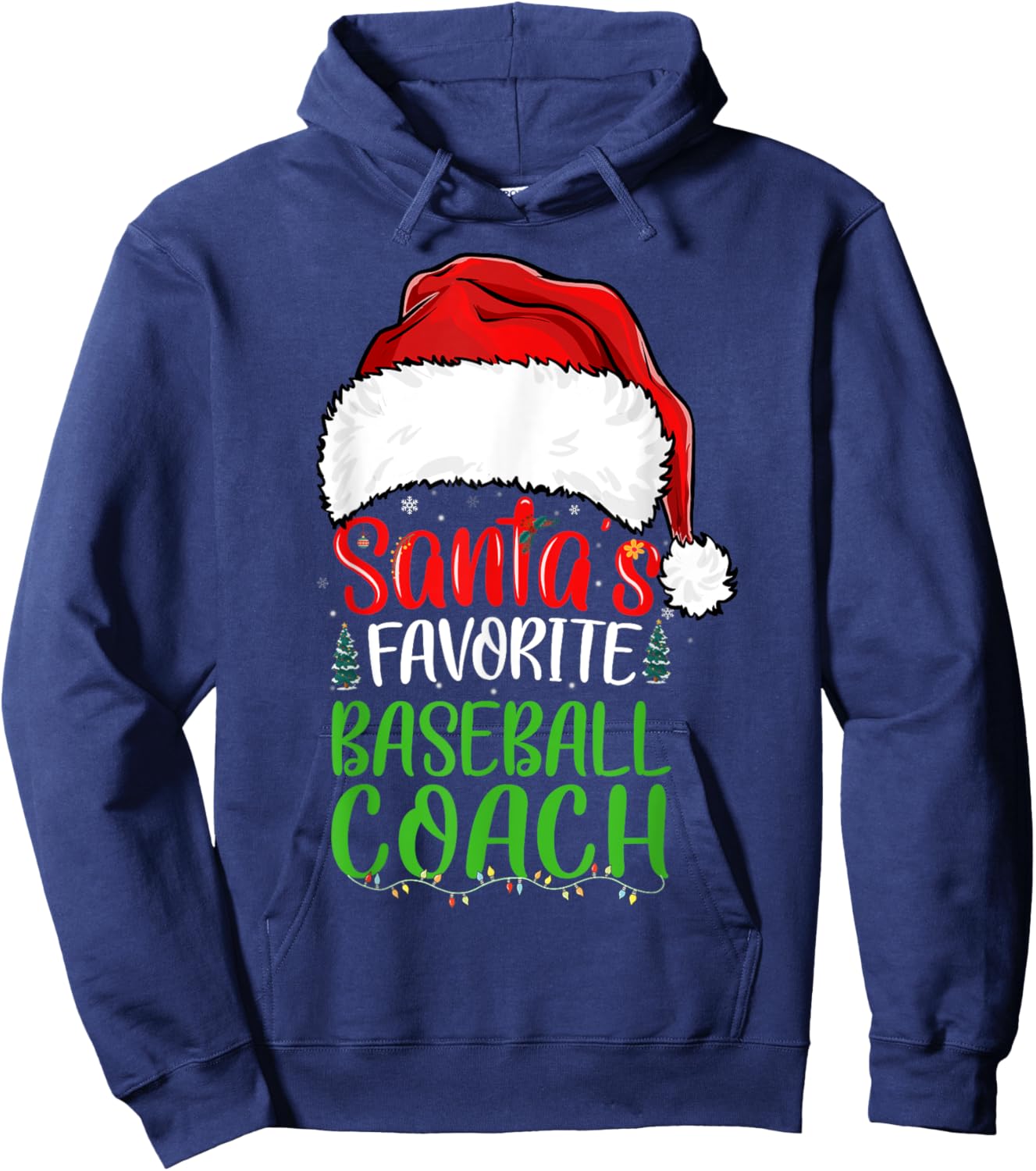 Santa's Favorite Baseball Coach Funny Christmas Hoodie - Hoodie | Navy