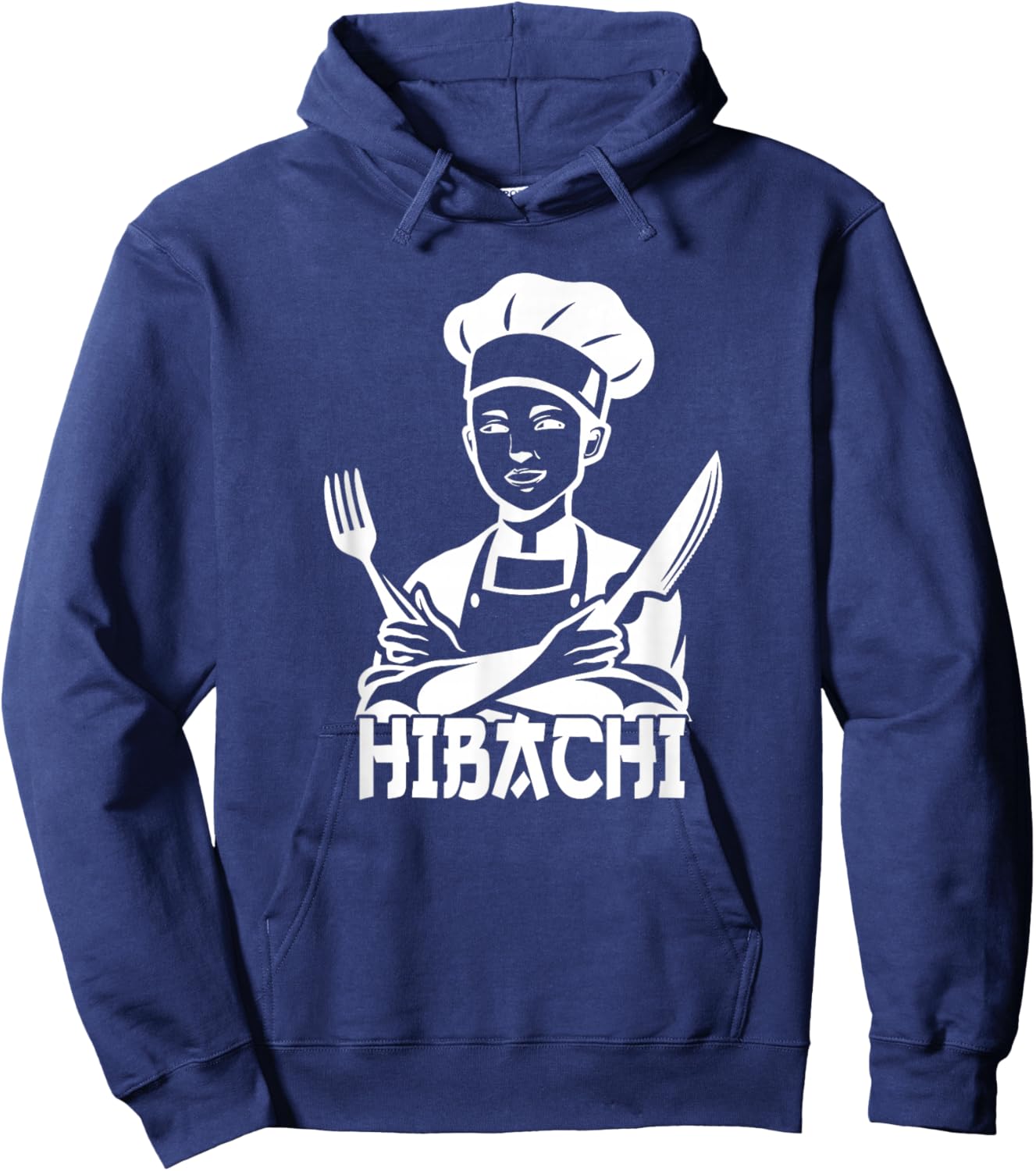 Hibachi Chef Knife Fork Culinary Art Hoodie - Hoodie | Navy